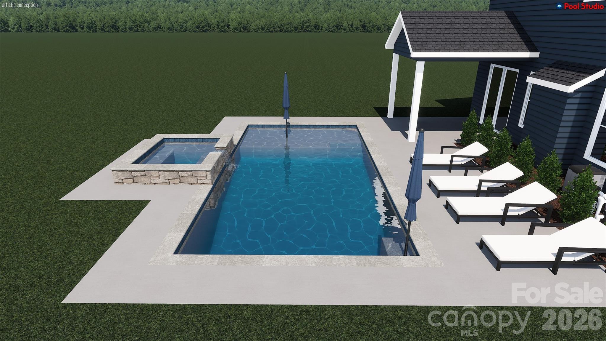 Rendering of potential pool on homesite 89 - 5080 McLaughlin Loop, Waxhaw