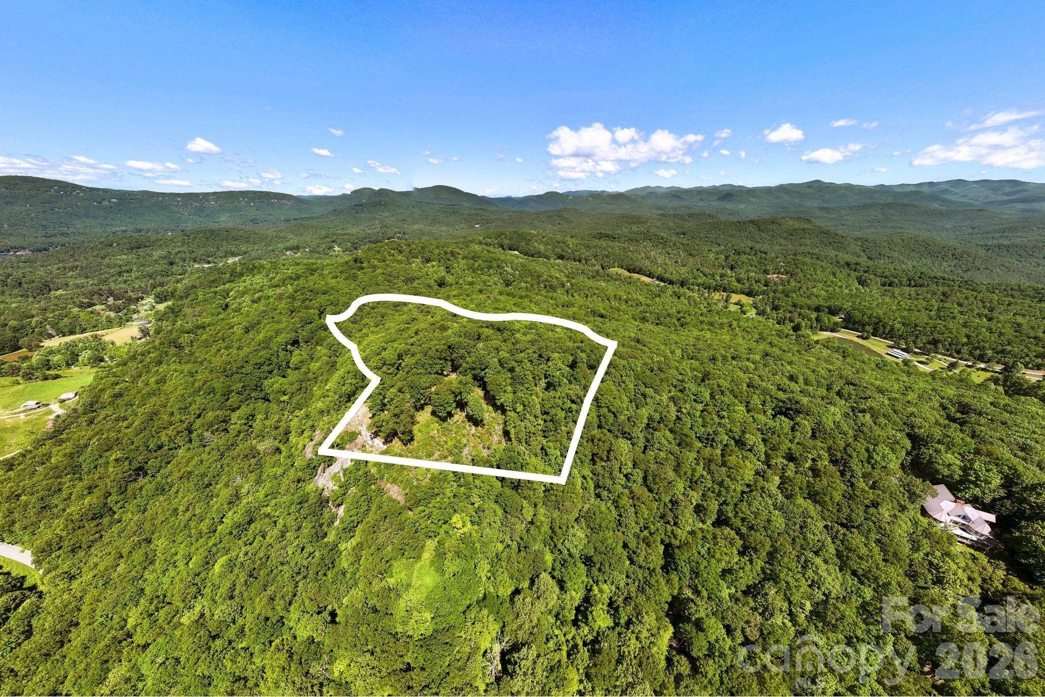 Approximate lot lines are shown to demonstrate the location and positioning of the homesite within the surrounding mountain landscape. - 9999 Rocky Mountain Road, Lake Toxaway