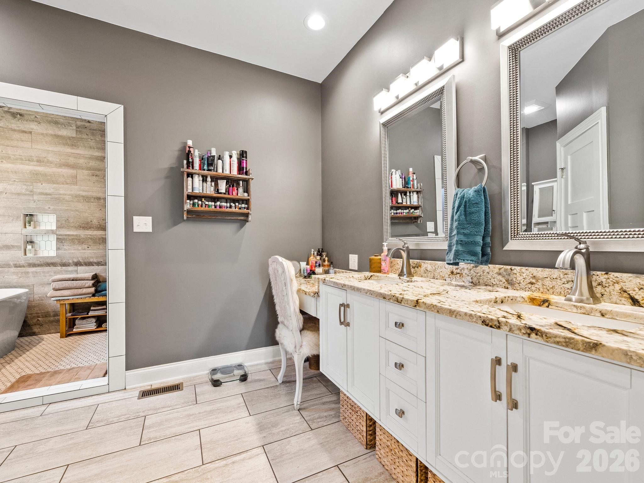 Primary Bath w/Double Vanity - 156 Dogwood Drive, Weaverville