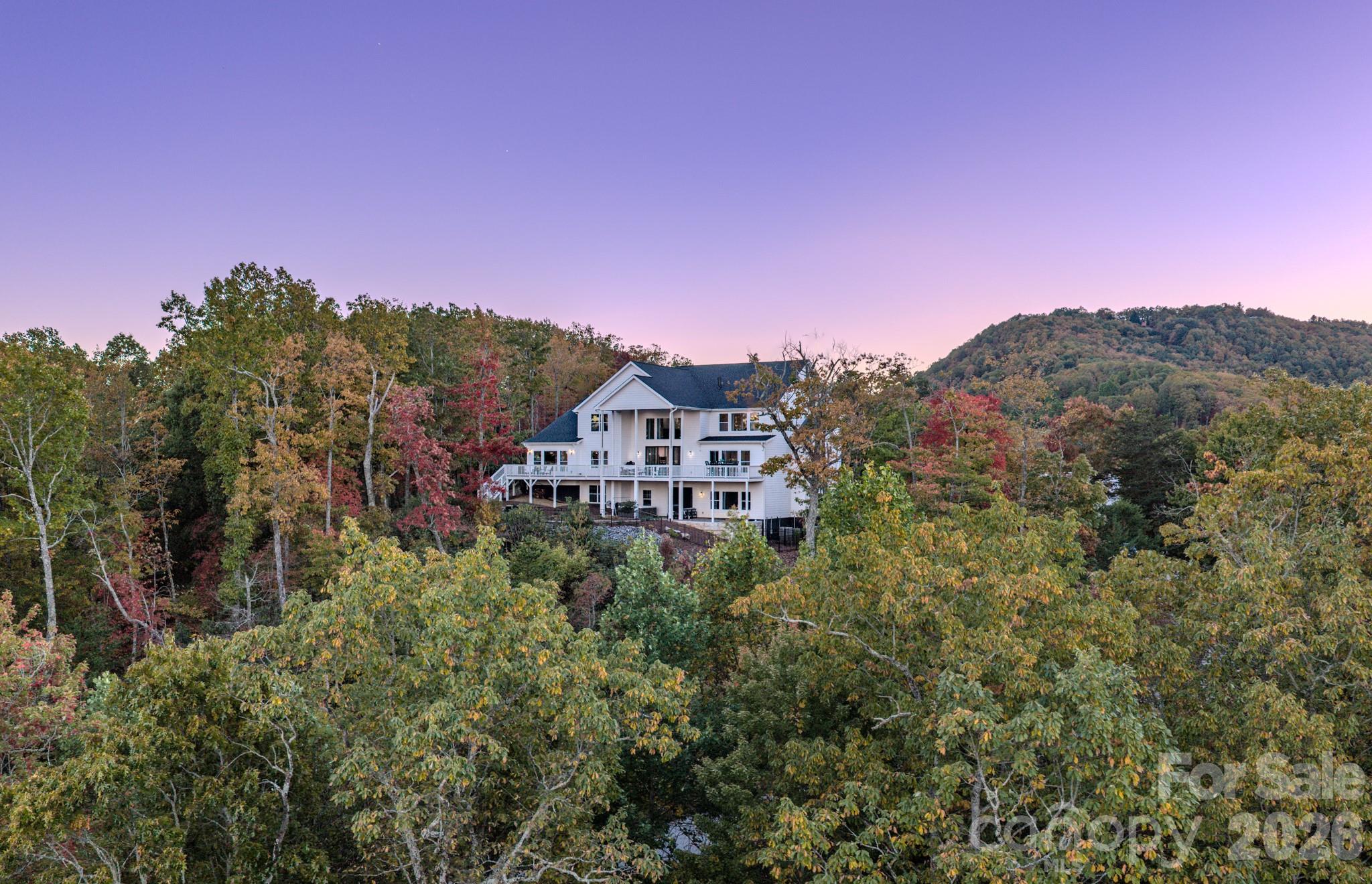 back of house. Privacy and long range views - 2488 Catawba Falls Parkway, Black Mountain