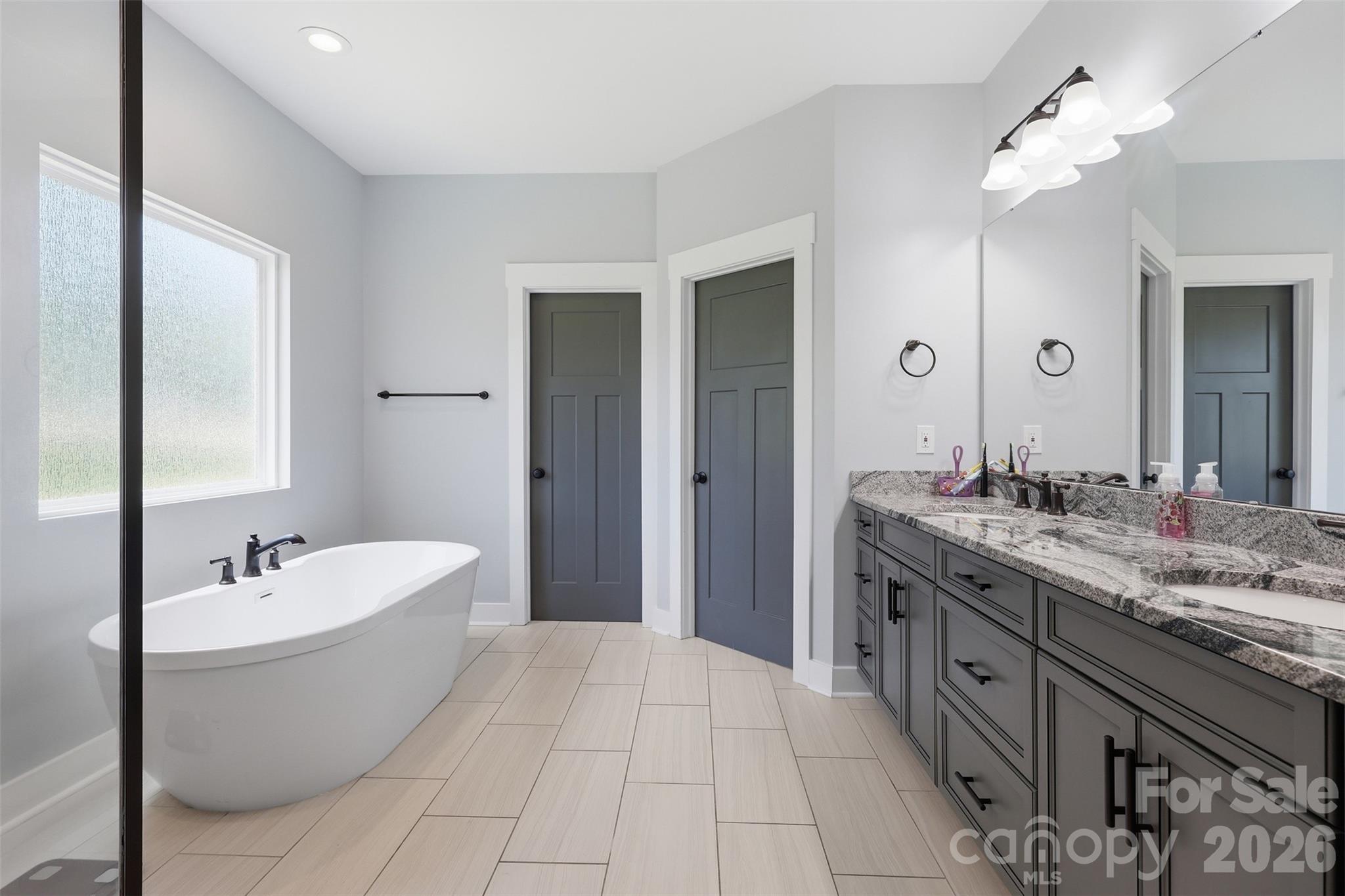 Very spacious primary bathroom with his and her sinks and walk-in closets - 1298 Cole Avenue, Rock Hill