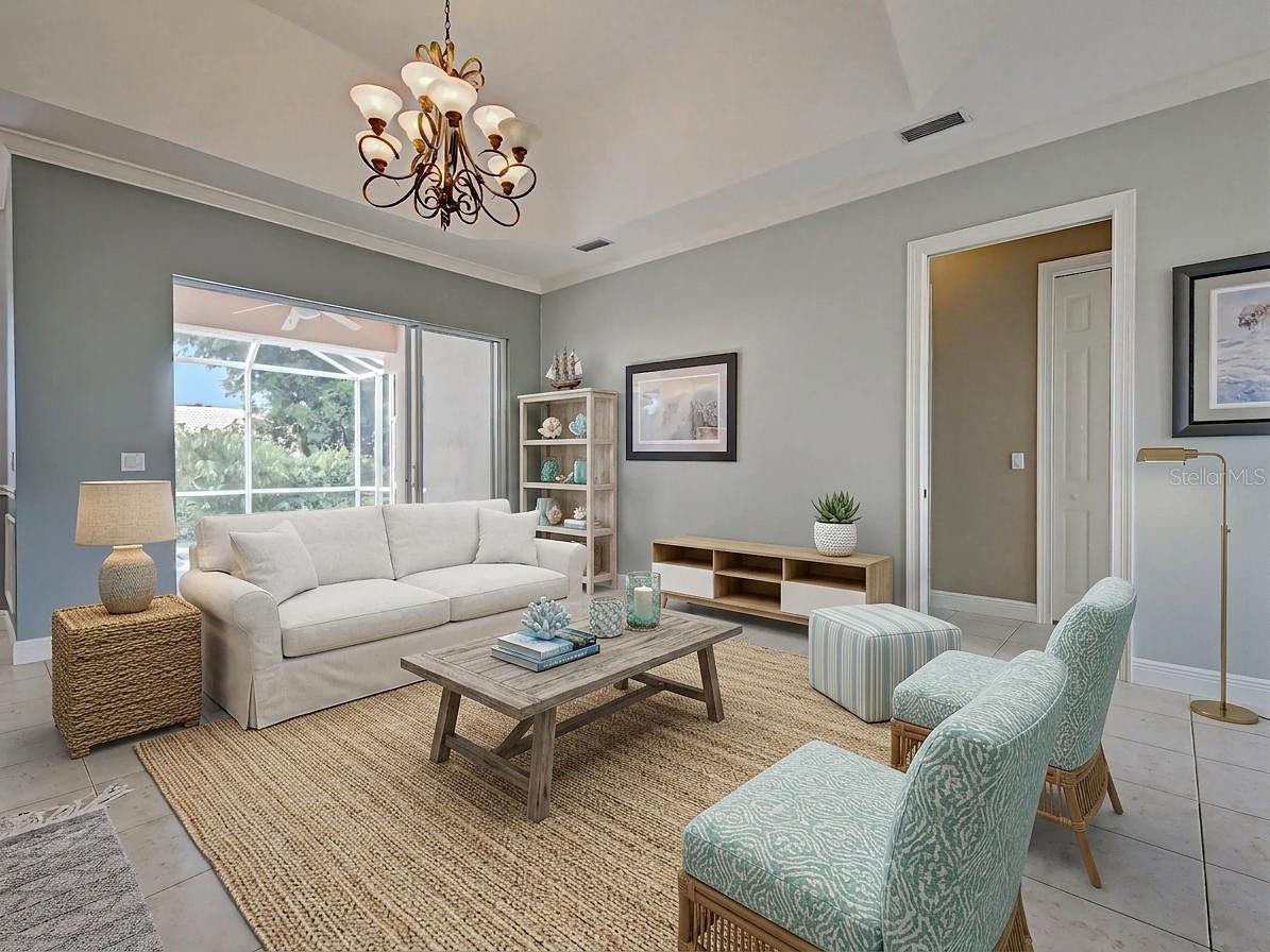 Staged Great Room - 5017 BELLA TERRA DR, VENICE