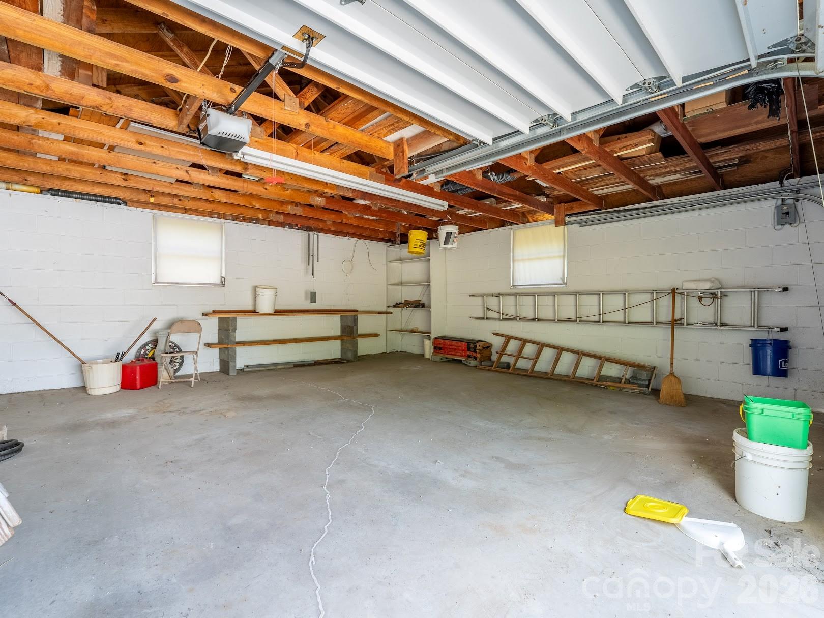 Detached two car garage interior - 1230 Dana Road, Hendersonville