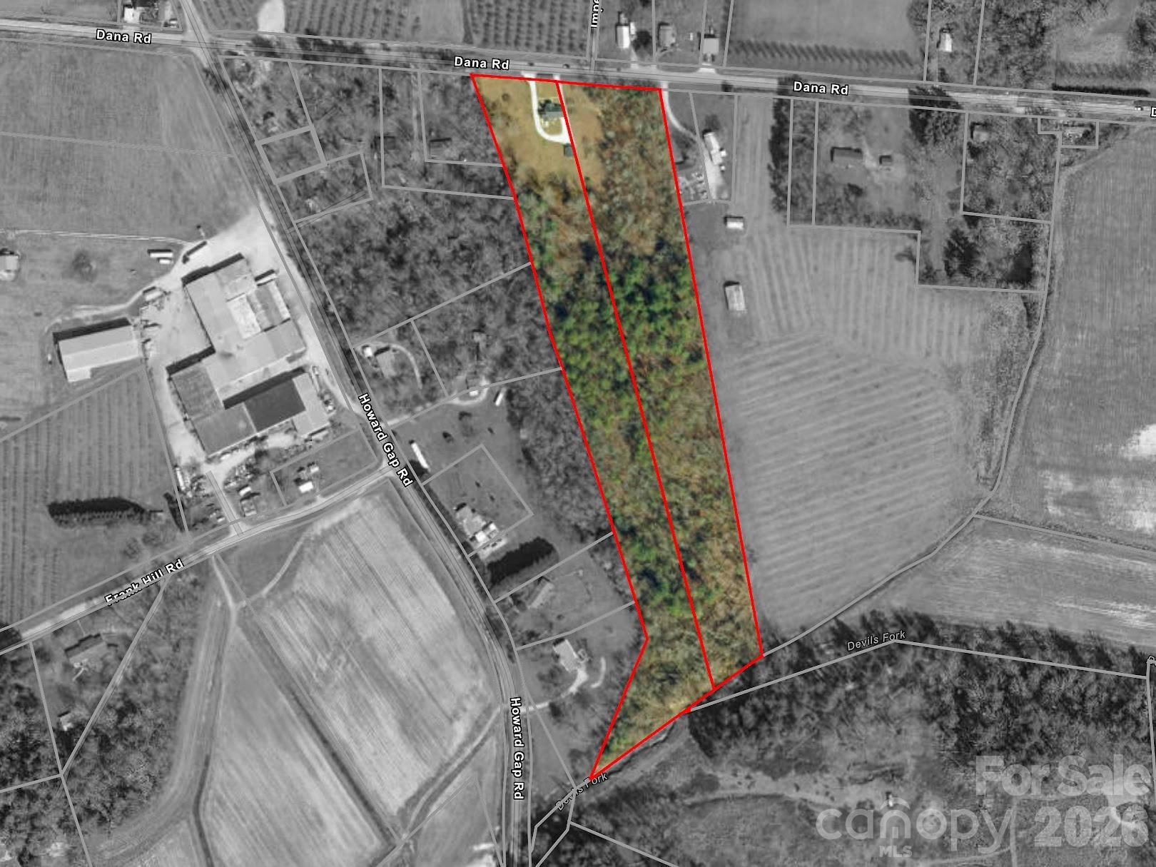 Aerial GIS view with roadways - 1230 Dana Road, Hendersonville