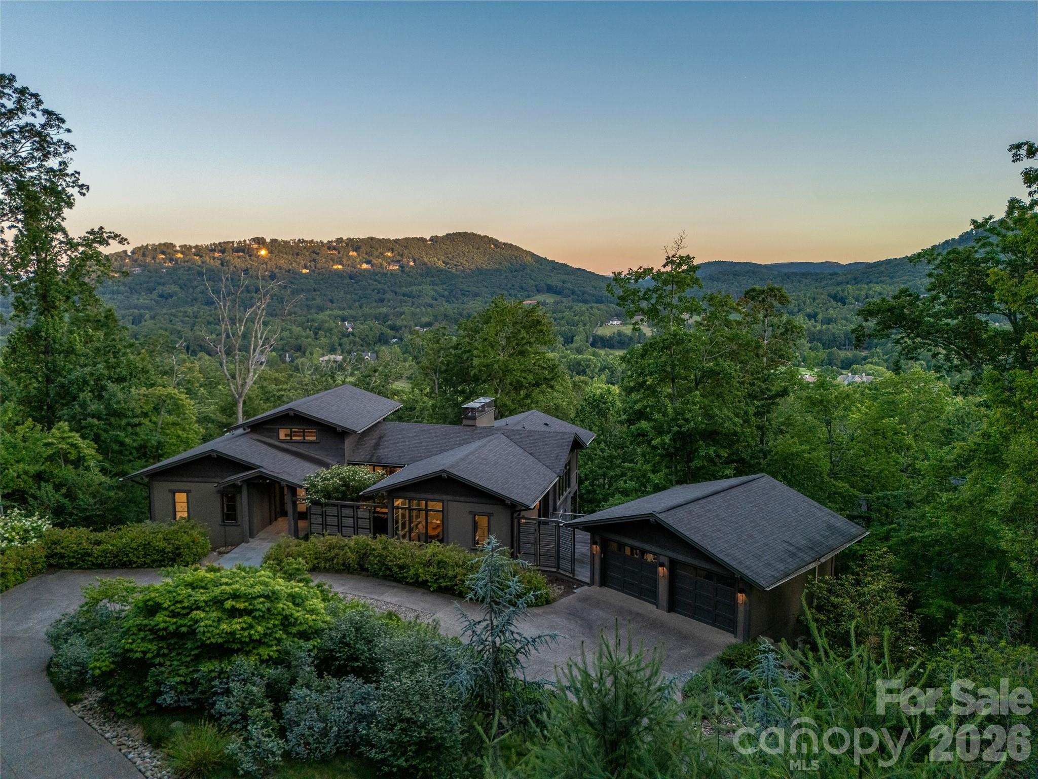 Sunset over the Blue Ridge Mountains viewed from the property - 1121 Timberbluff Way, Arden