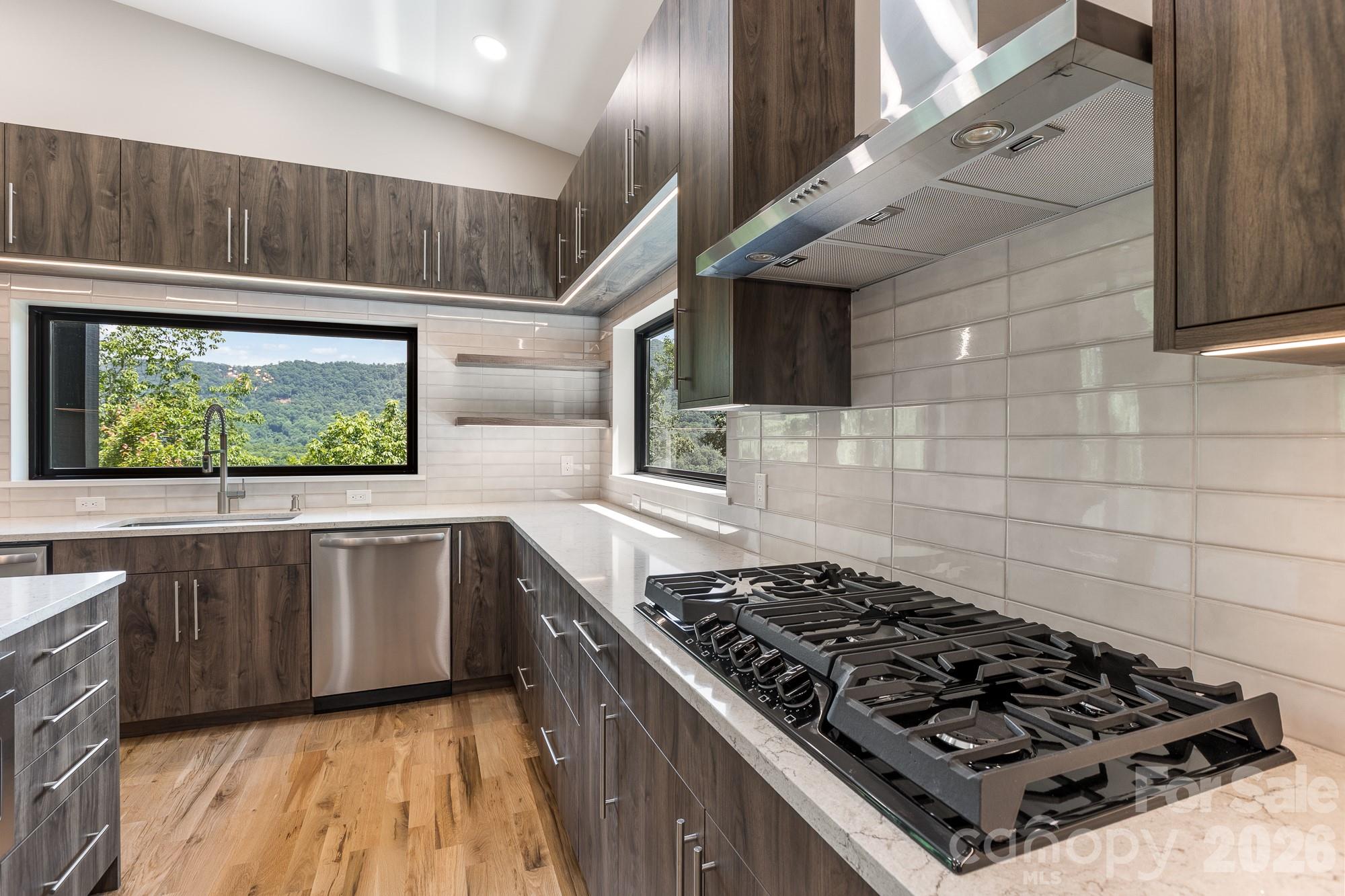 Kitchen work area view. - 60 King Horn Ridge, Waynesville