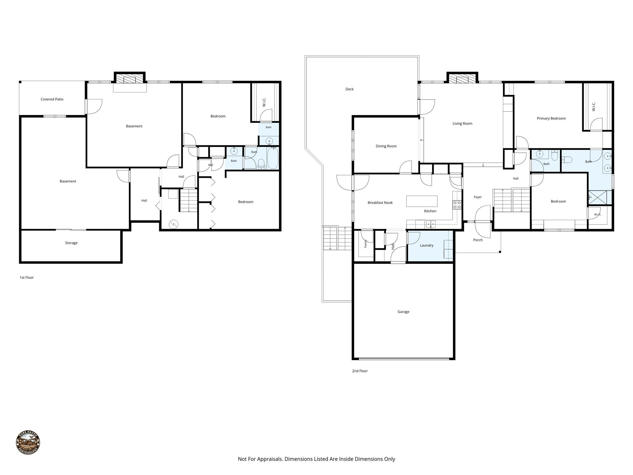 Floorplan with interior room measurements for both levels - 1810 Arbor Way Drive, Shelby