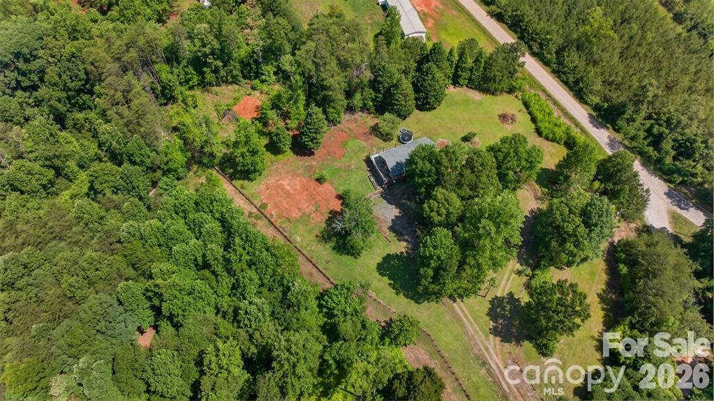 Aerial of 6 acres. Remaining acreage is to the left of the fence (not all in view). - 00 Misery Ridge Trail, Mill Spring