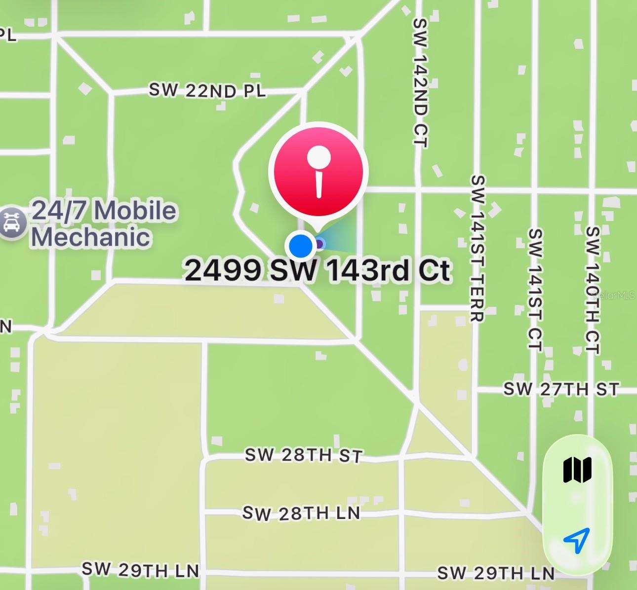 Pin located at subject property - 2499 SW 143RD CT, OCALA