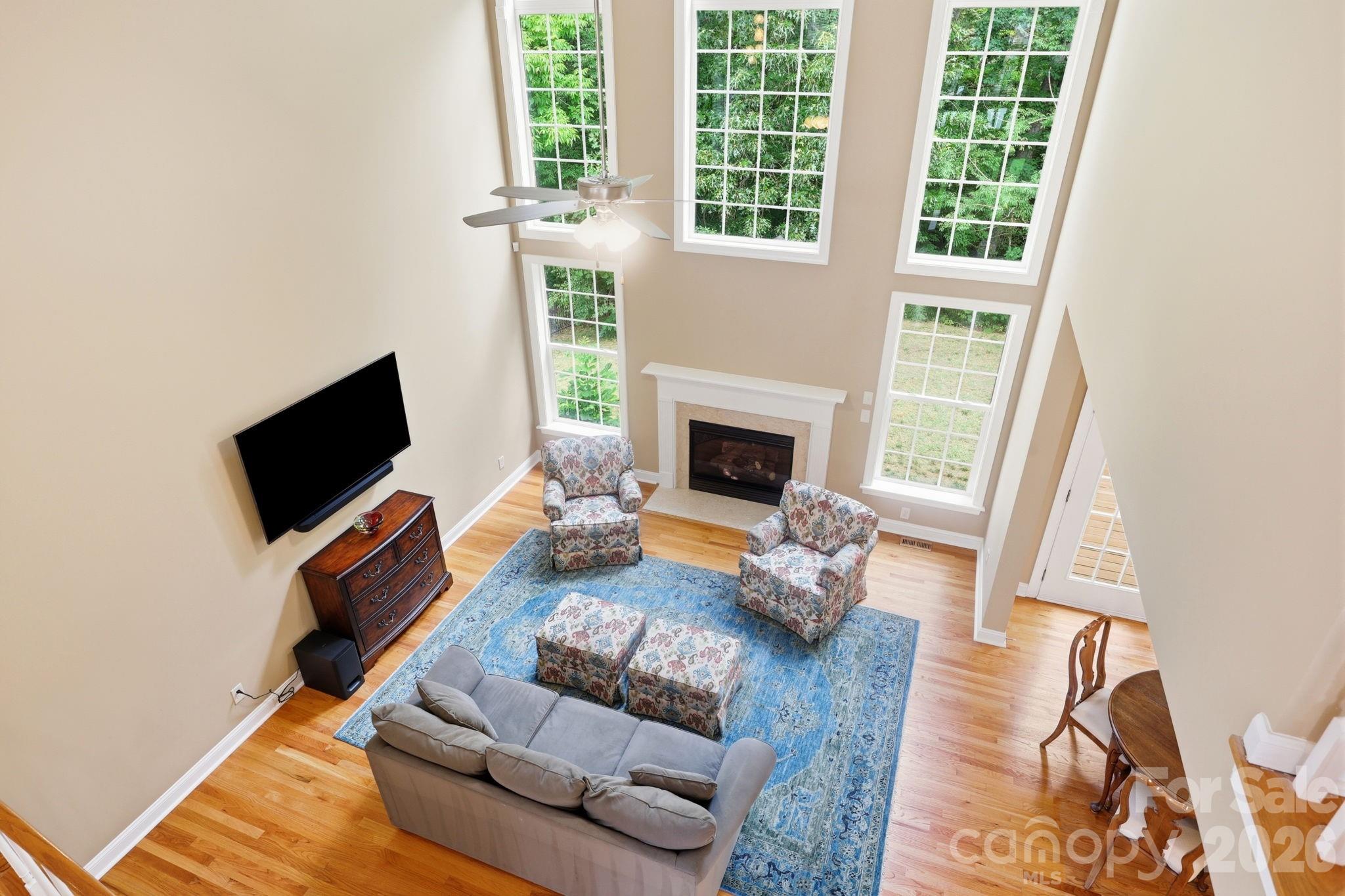 view of family room from 2nd floor - lots of natural light - 9329 Uxbridge Lane, Huntersville