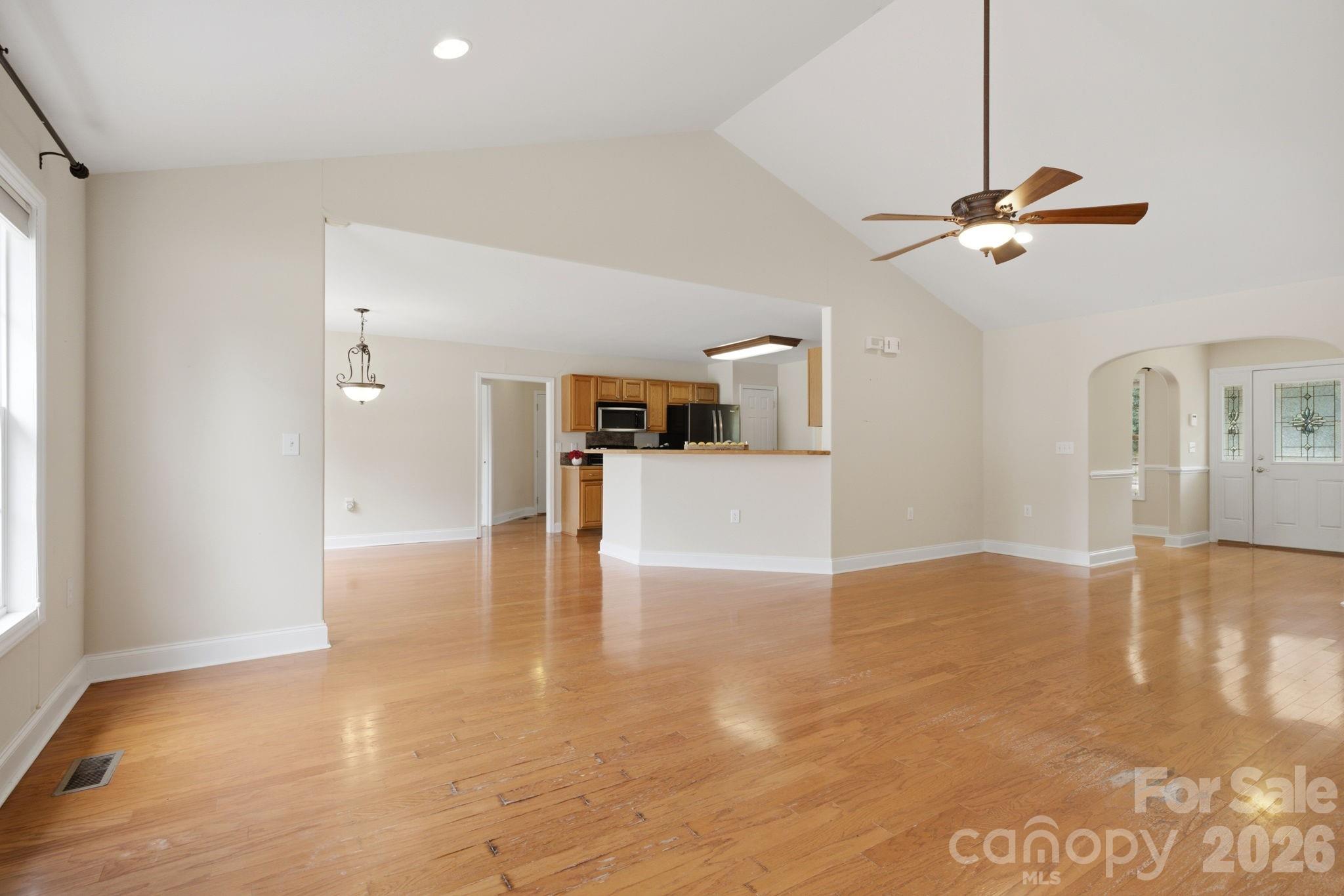 Spacious Living Room View Toward Kitchen and Breakfast Area - 210 Jane Sowers Road, Statesville