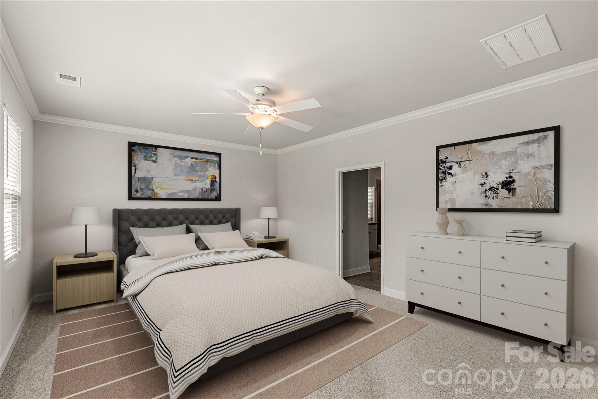 Virtually staged primaray bedroom - 1025 Ansley Park Drive, Indian Land