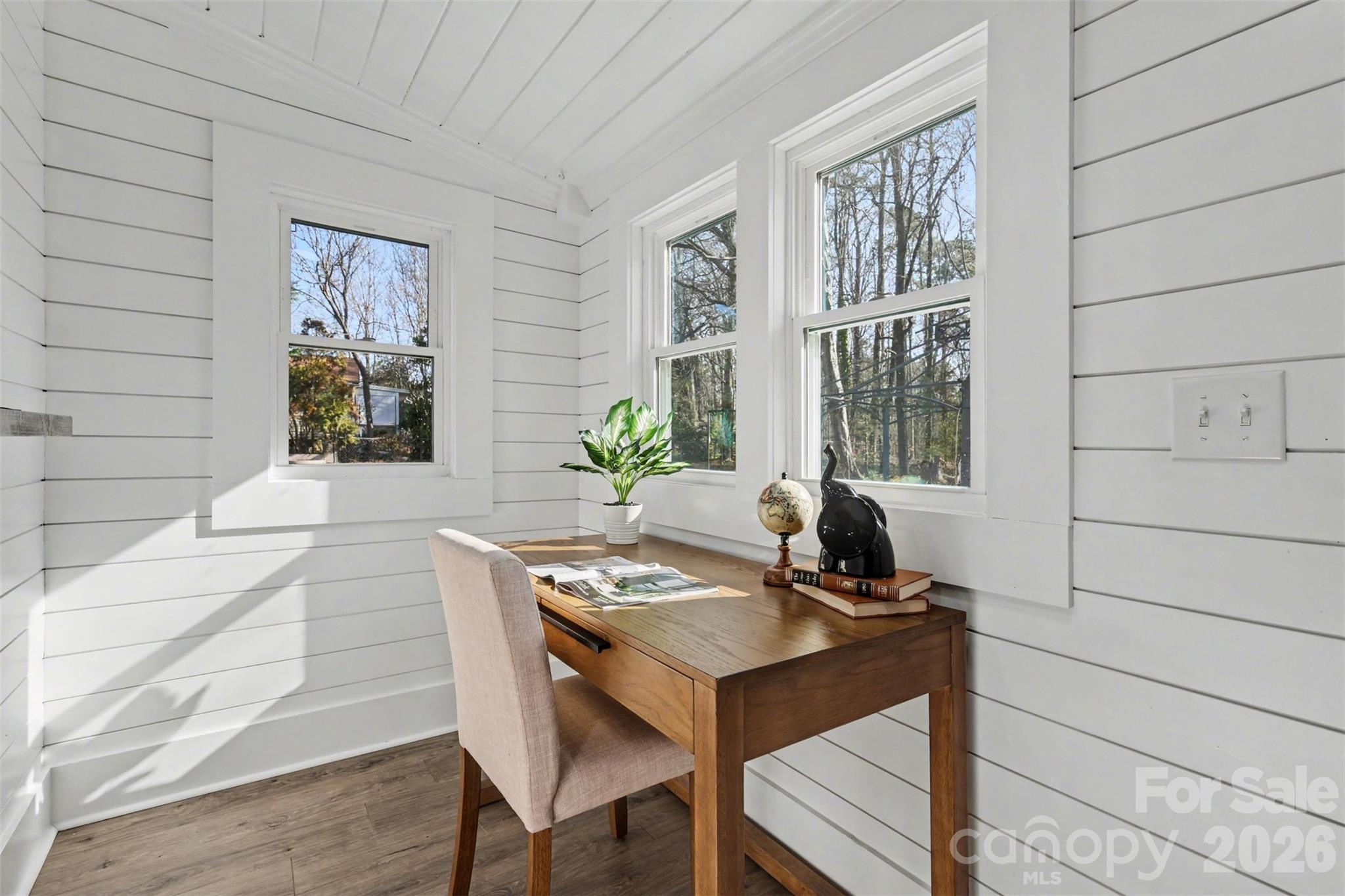 New shiplap on walls in this versatile area..built in breakfast bar even leaves room for a mini office - 622 Neelys Creek Road, Rock Hill