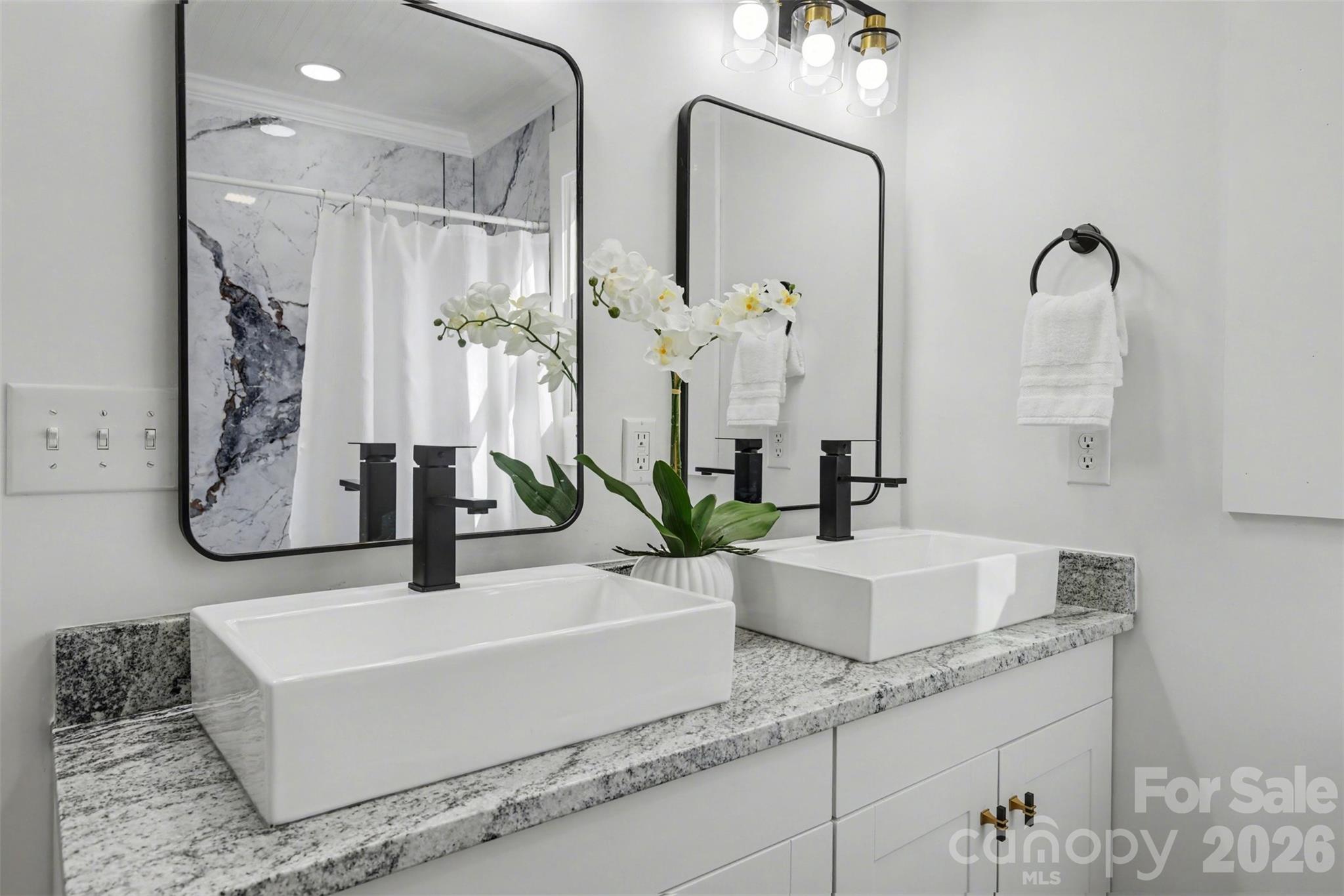 Beautiful new double vanities and mirrors, and quartzite countertops - 622 Neelys Creek Road, Rock Hill