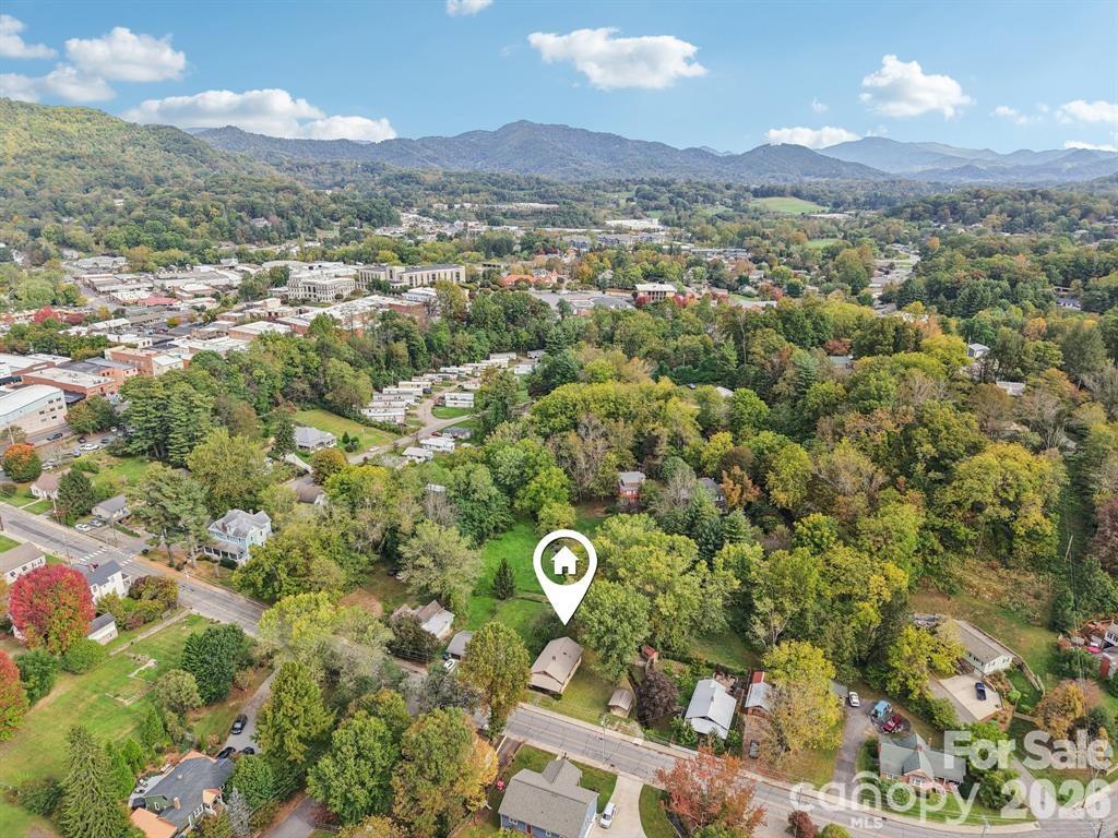Drone image showing proximity to Main Street - 169 East Street, Waynesville