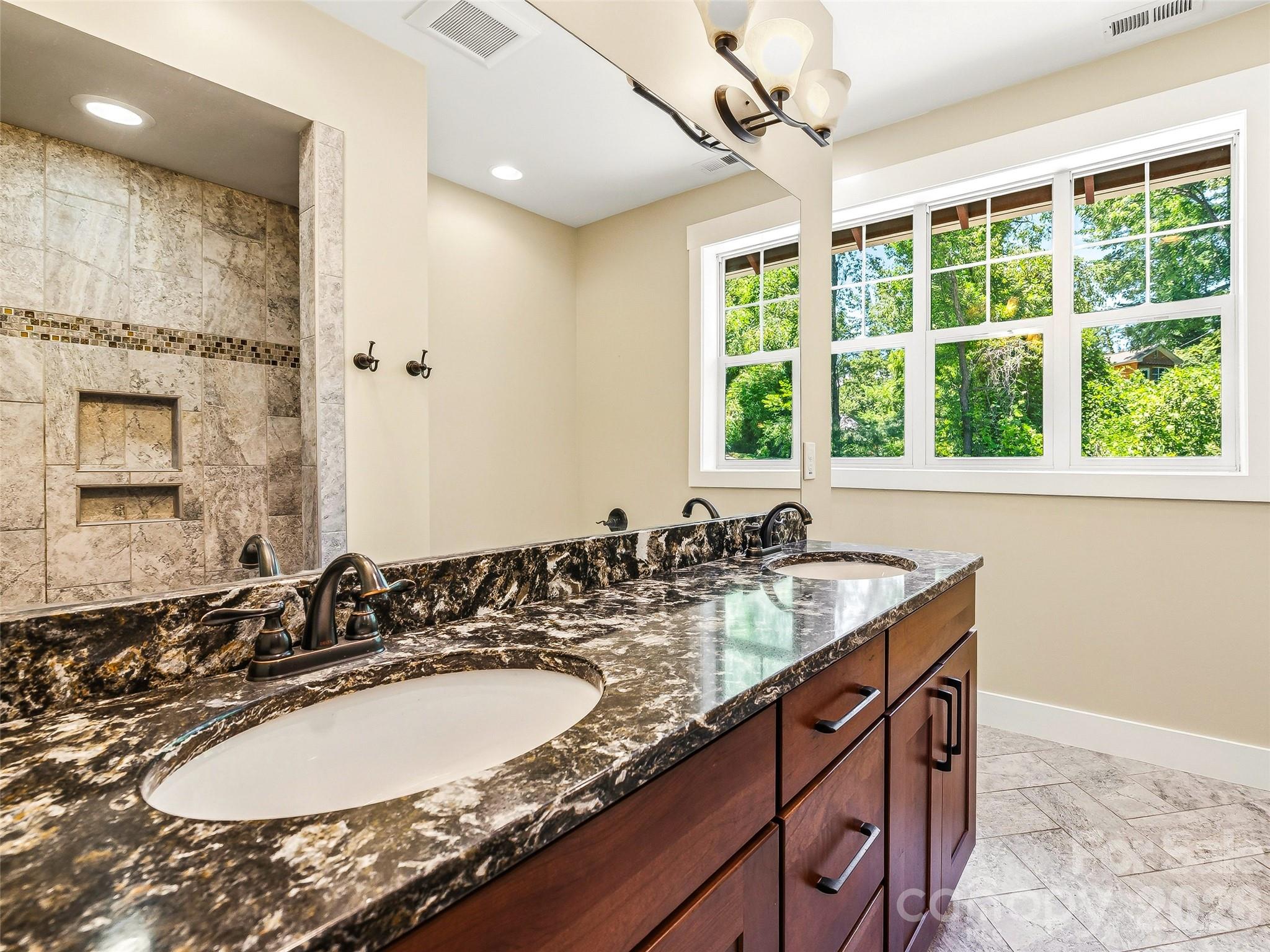 Quartz countertops and dual vanity. - 25 Shady Park Lane, Asheville