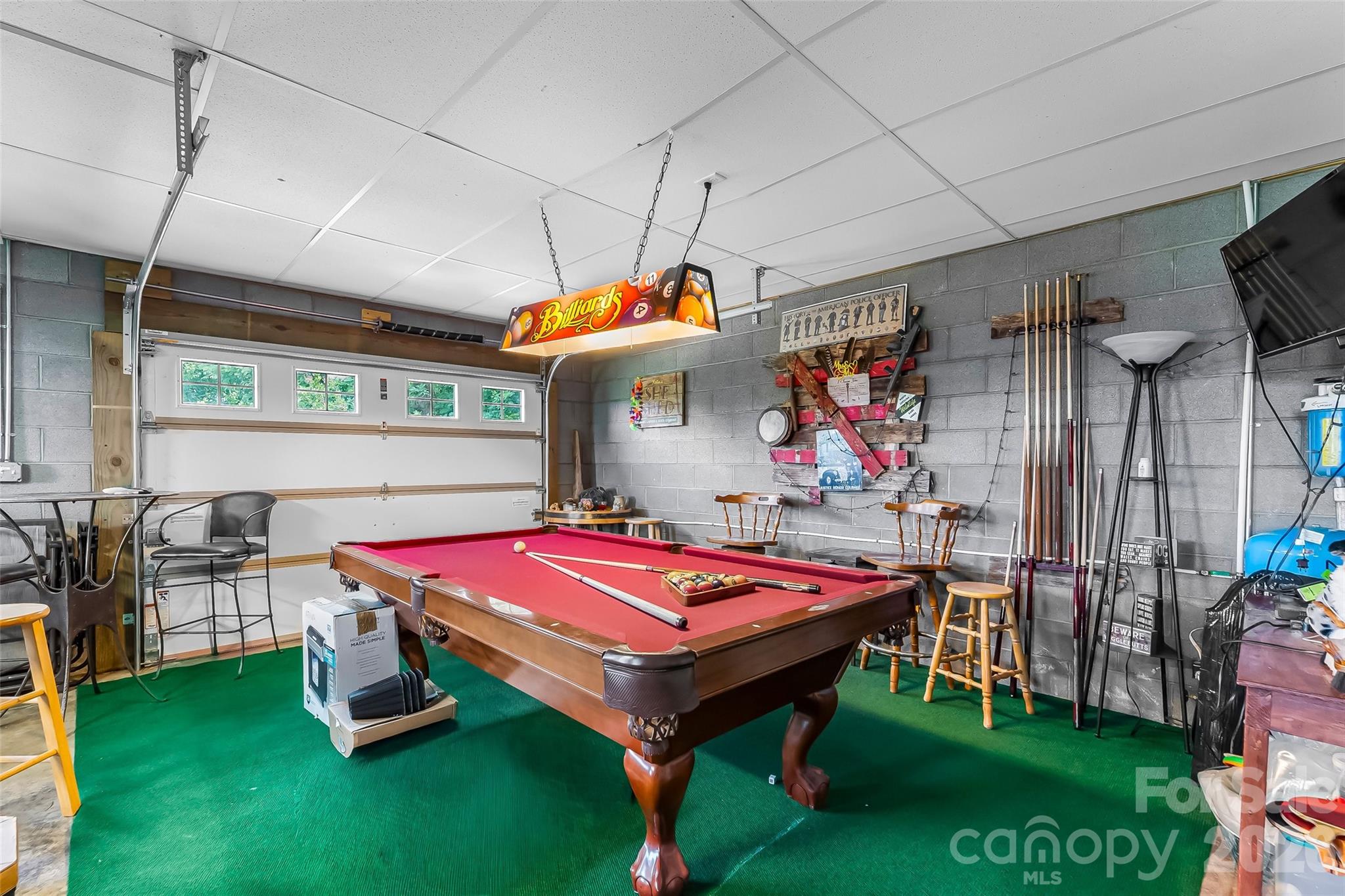 Pool table in oversized garage will convey with acceptable offer - 70 Heslar Way, Marshall