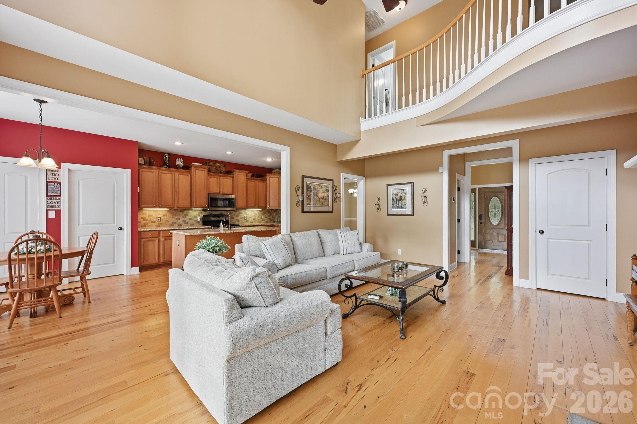 Curved Railing Above Great Room - 132 Monarch Lane, Mooresville