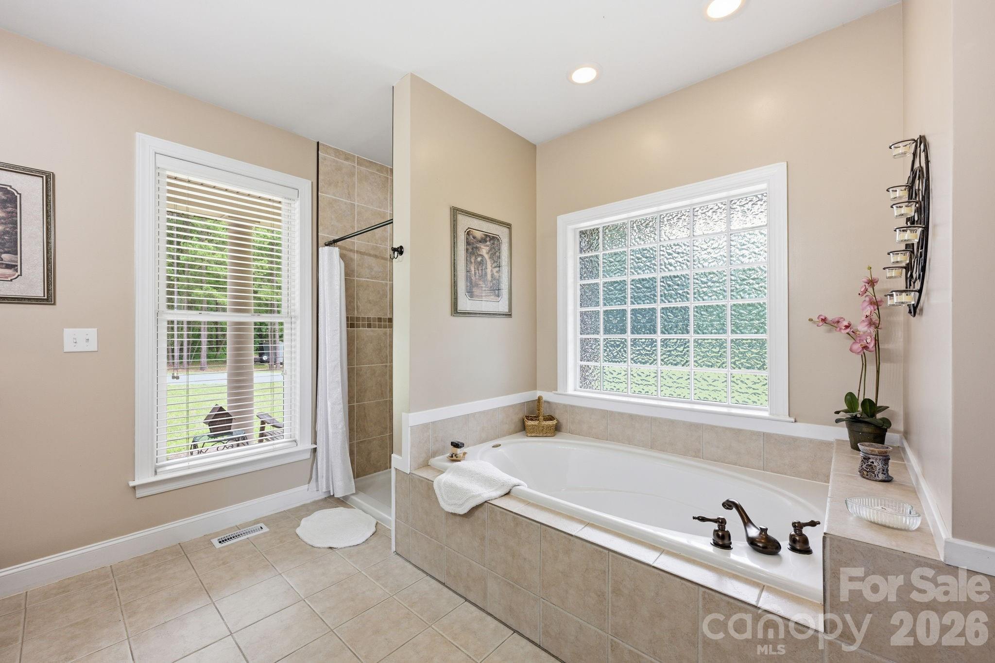 Primary Bath with Soaker Tub and Separate Shower - 132 Monarch Lane, Mooresville