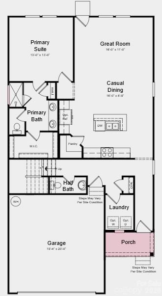 First Floor Plan - Additional Highlights Include: transom window at primary bath and extended laminate flooring to great room - 302 Fincastle Glen Road, Shelby