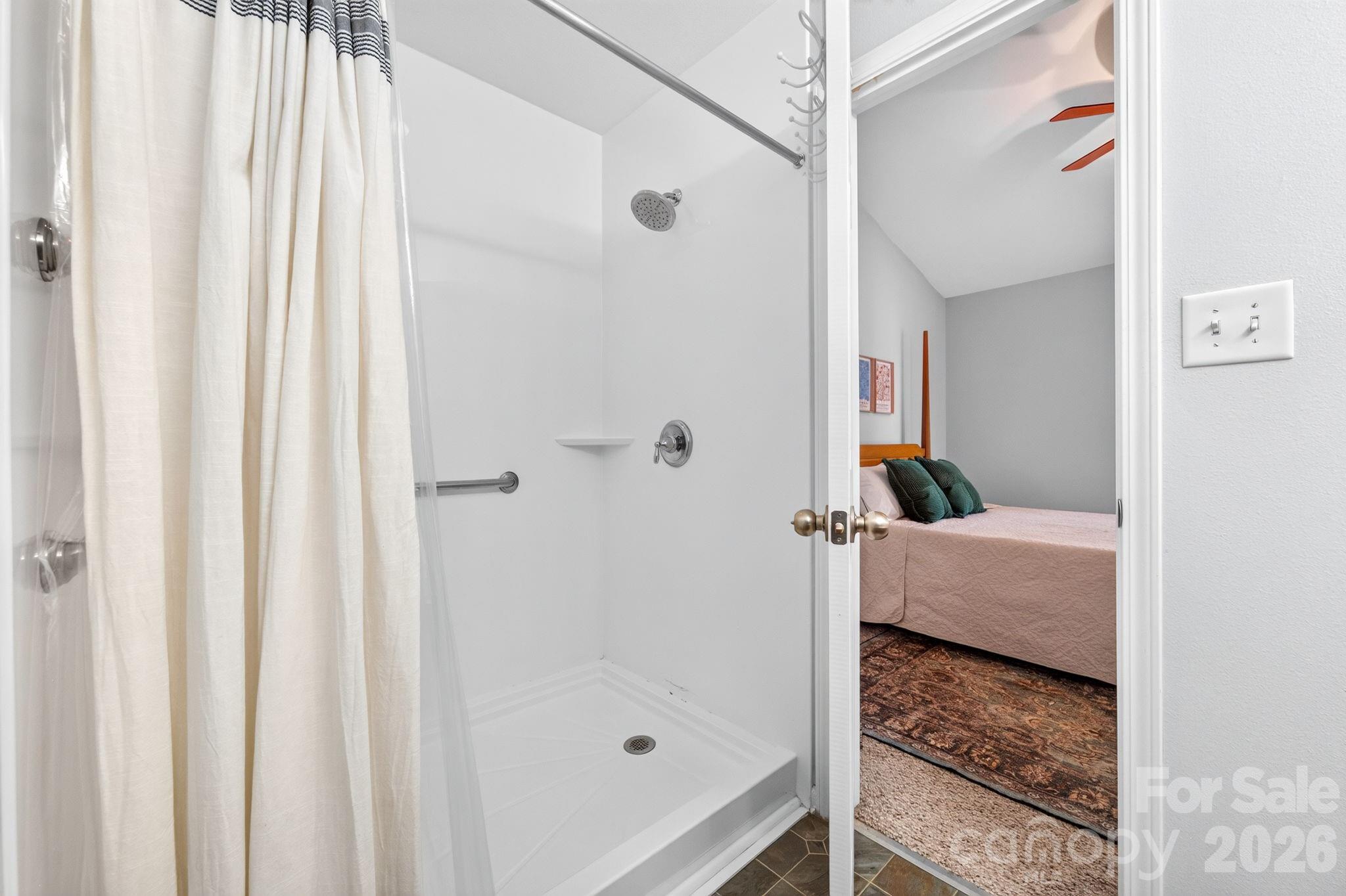 Primary bath with renovated walk-in shower - 6312 Rhodins Lane, Indian Land