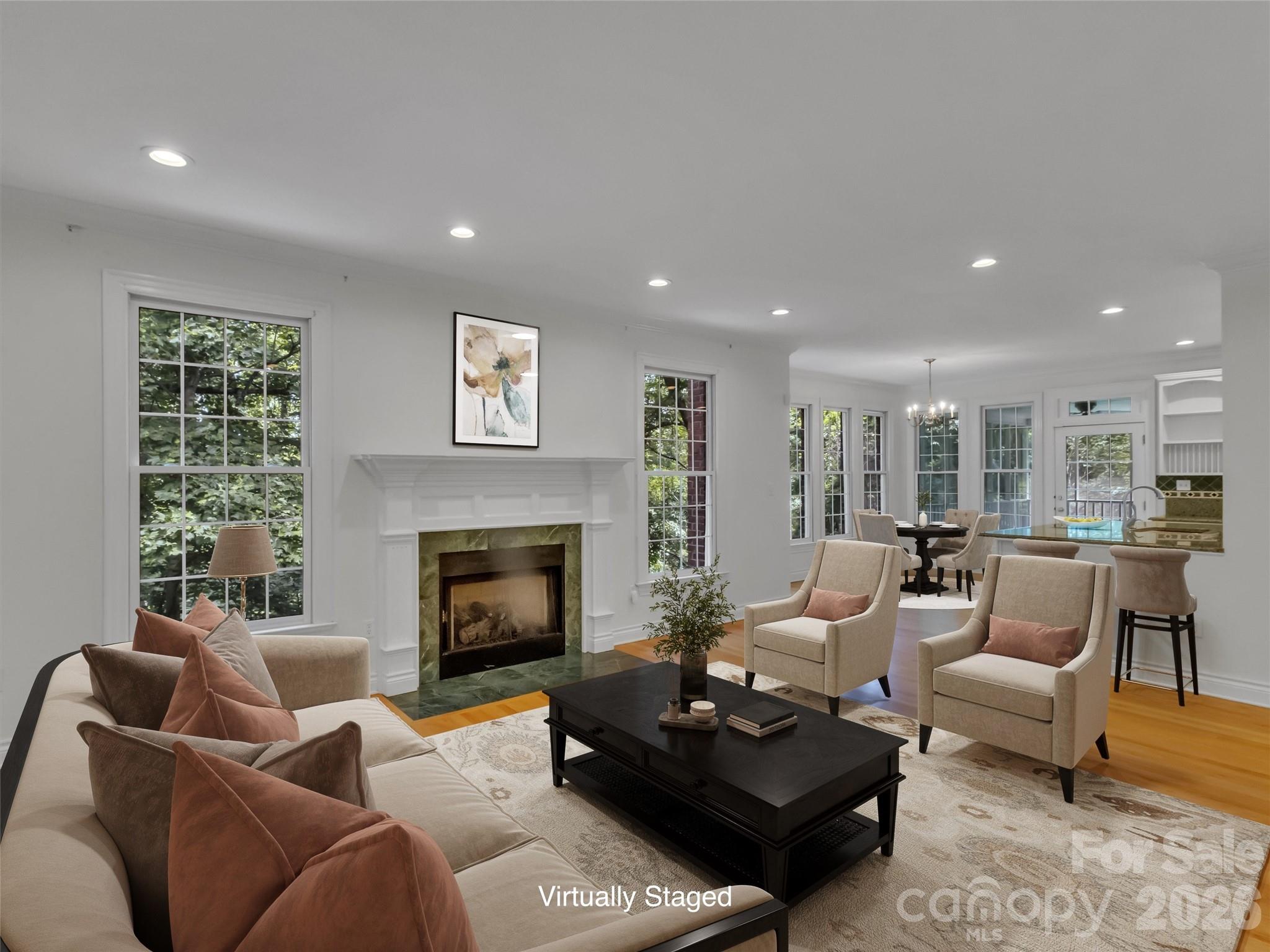 Virtually staged family room - 9 Hickory Ridge, Fletcher