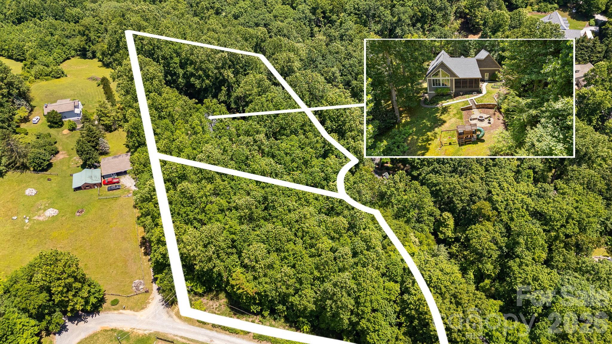 Drone view of lot and neighboring parcel - 67 Reeses Ridge Court, Hendersonville
