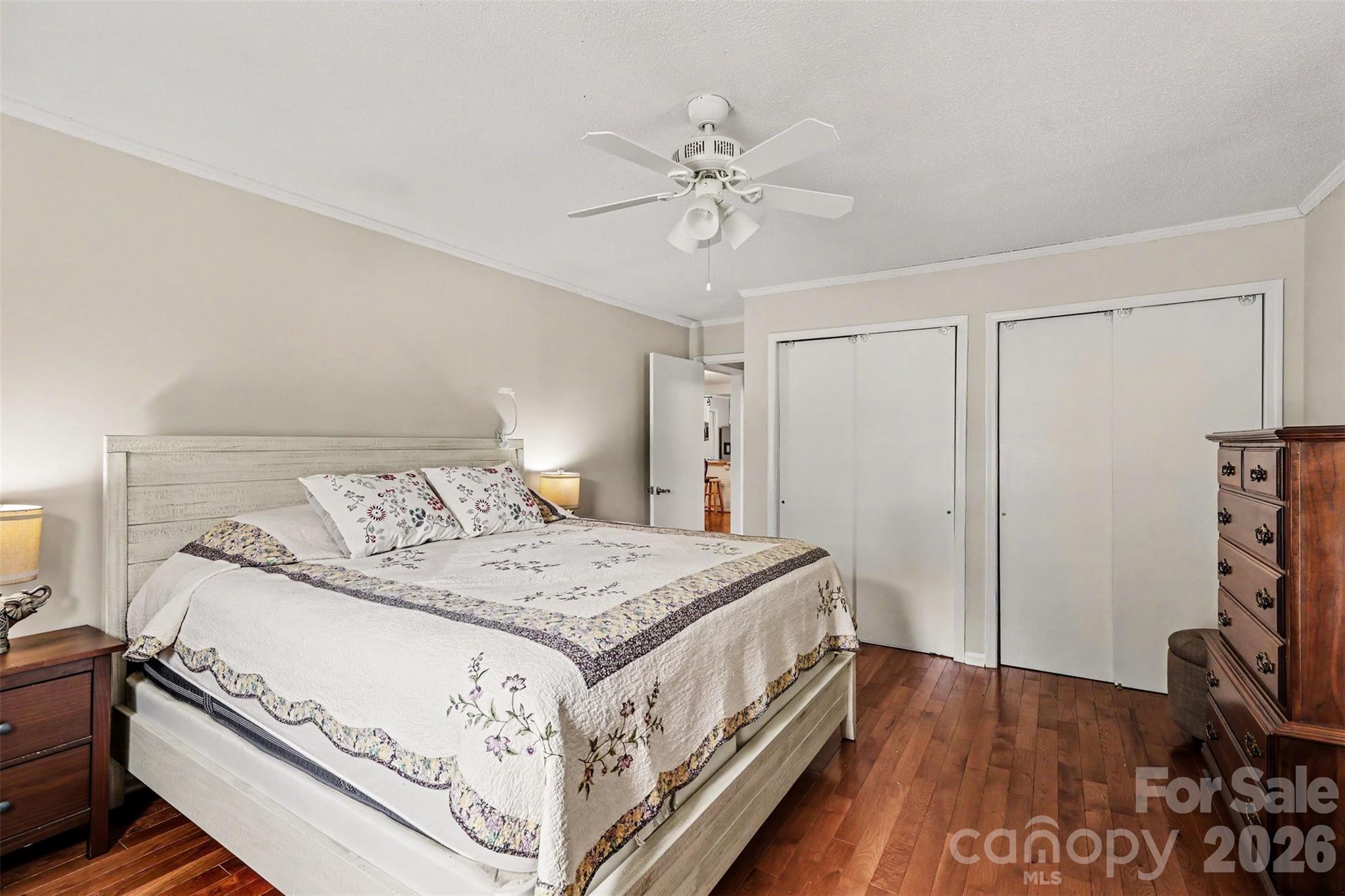 Primary bedroom with dual closets - 1306 Mooresville Road, Kannapolis