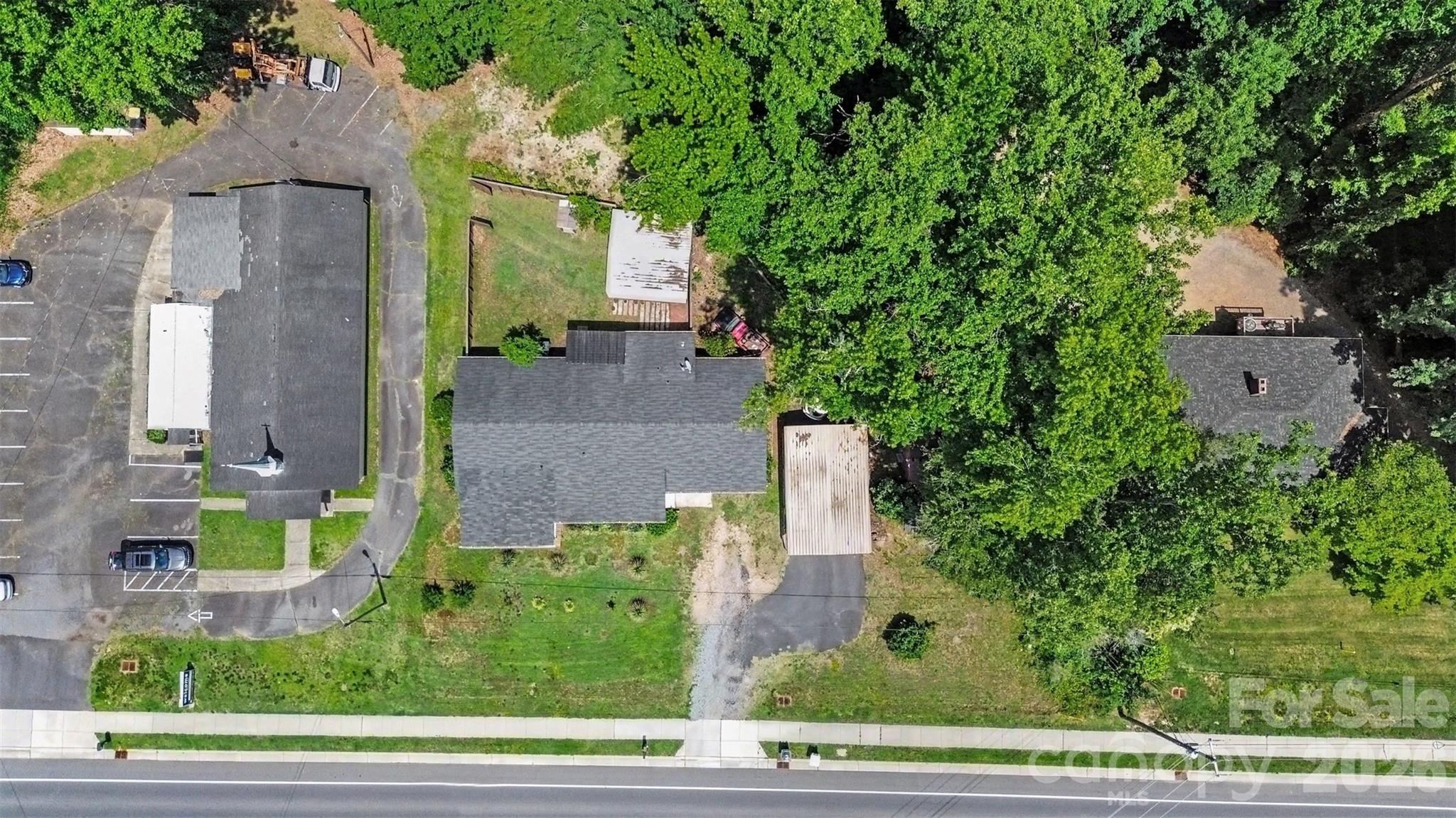 Property overview from above, Mooresville Road frontage - 1306 Mooresville Road, Kannapolis