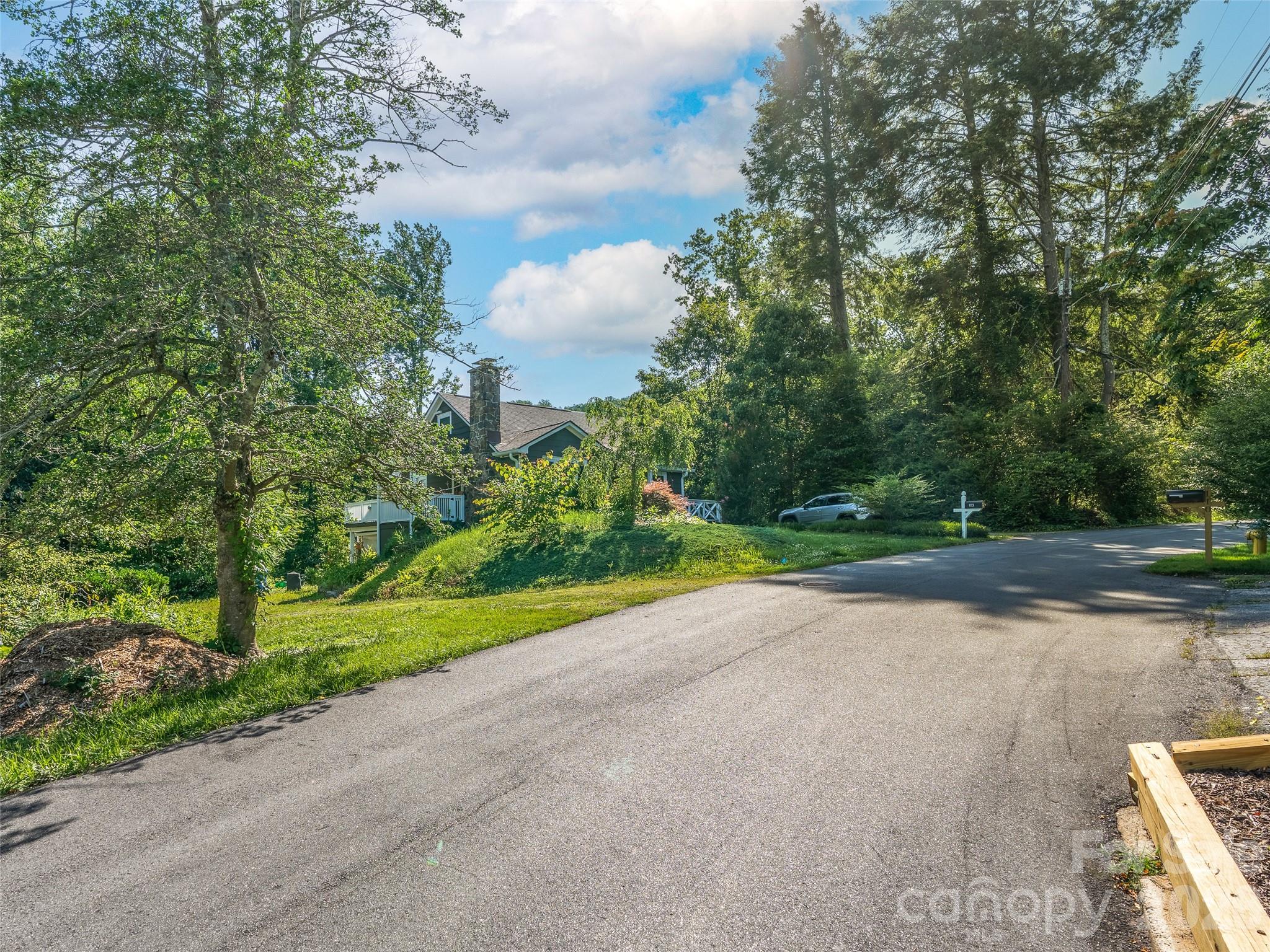 Lot entrance is just beyond the single tree - 103 Aurora Drive, Asheville