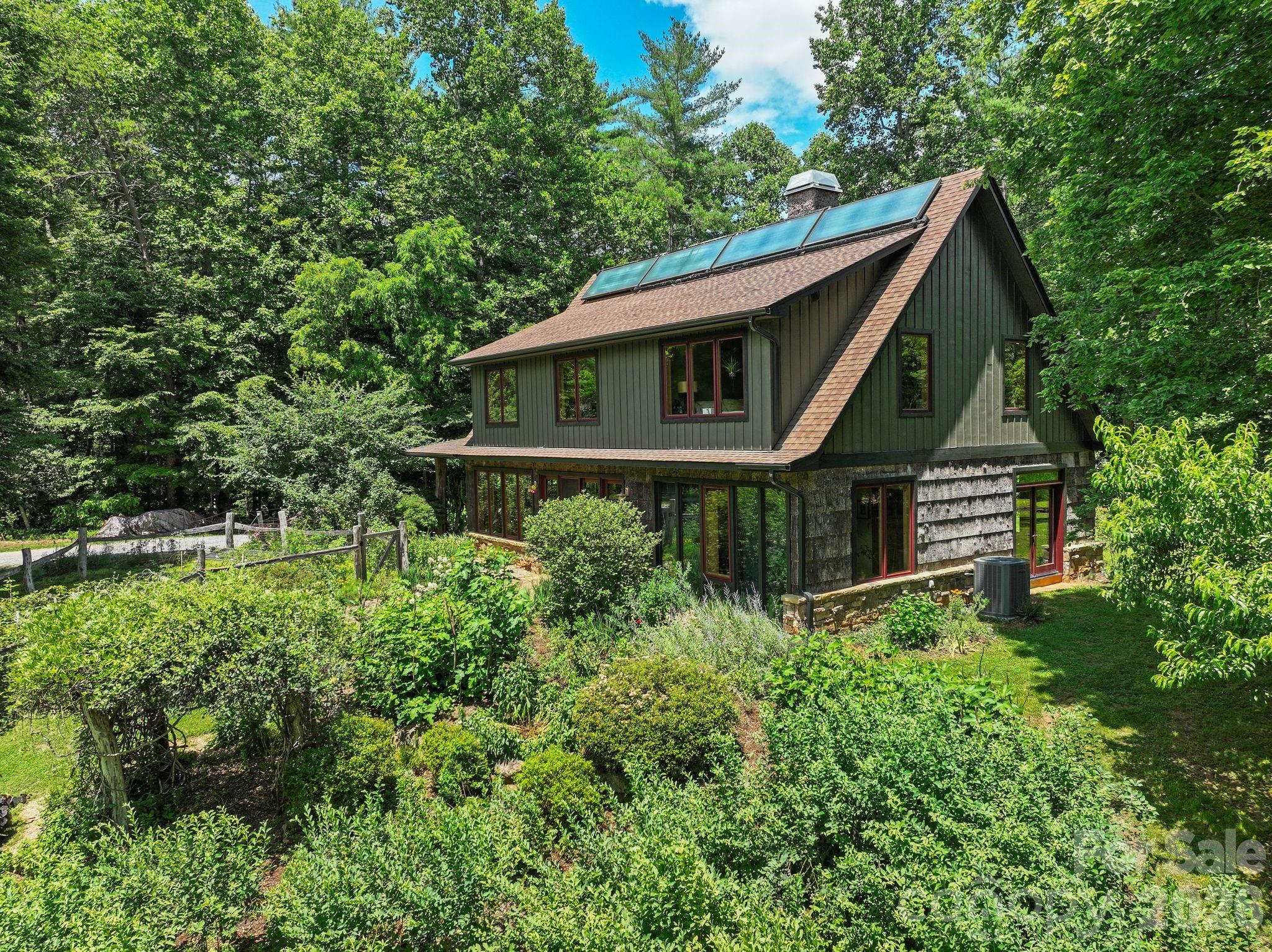 side yard features abundant blueberries and mature landscaping - 24 Merriwood Trail, Arden