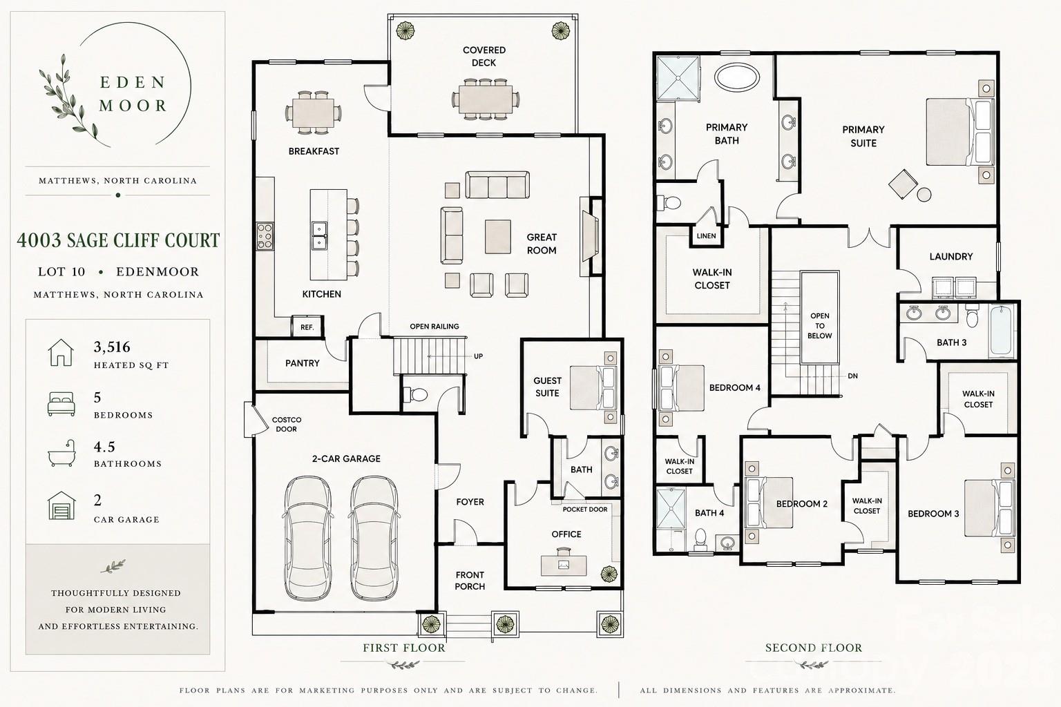 Floorplan rendering - based on architectural plans, but not exact.  A detailed measurement/floorplan will be obtained when the home moves past drywall stage. - 4003 Sage Cliff Court, Matthews