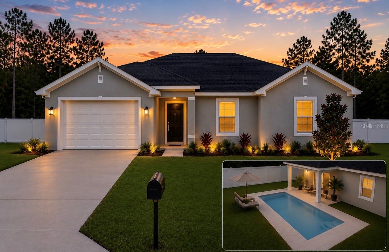 Front Elevation-Virtually Enhanced-Pool Included-Home to Be Built - 18 FLAMINGO DR, PALM COAST