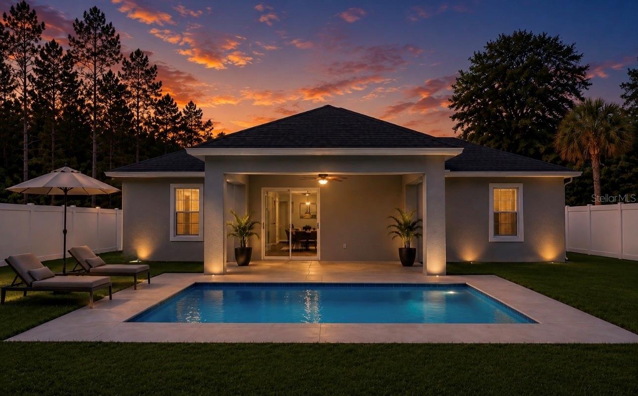 Back Elevation-Virtually Enhanced-Pool Included-Home to Be Built - 18 FLAMINGO DR, PALM COAST