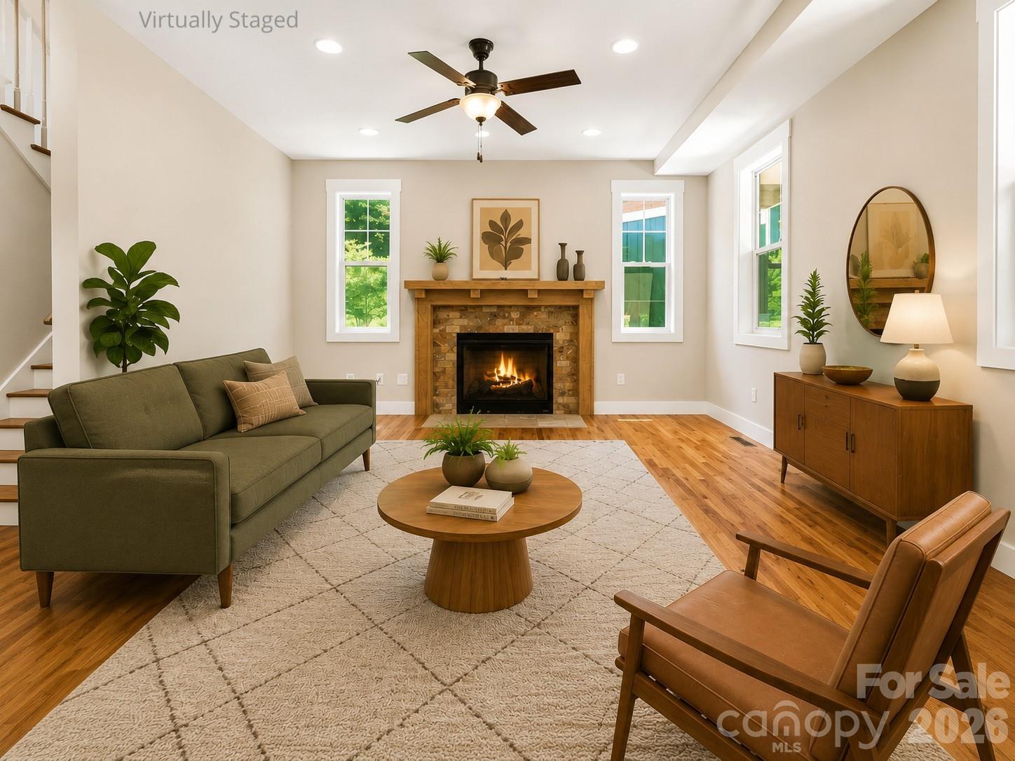 Virtually staged living area. - 25 Shady Park Lane, Asheville
