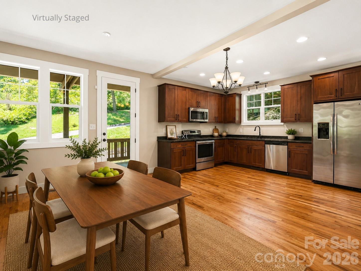 Virtually staged dining area. - 25 Shady Park Lane, Asheville