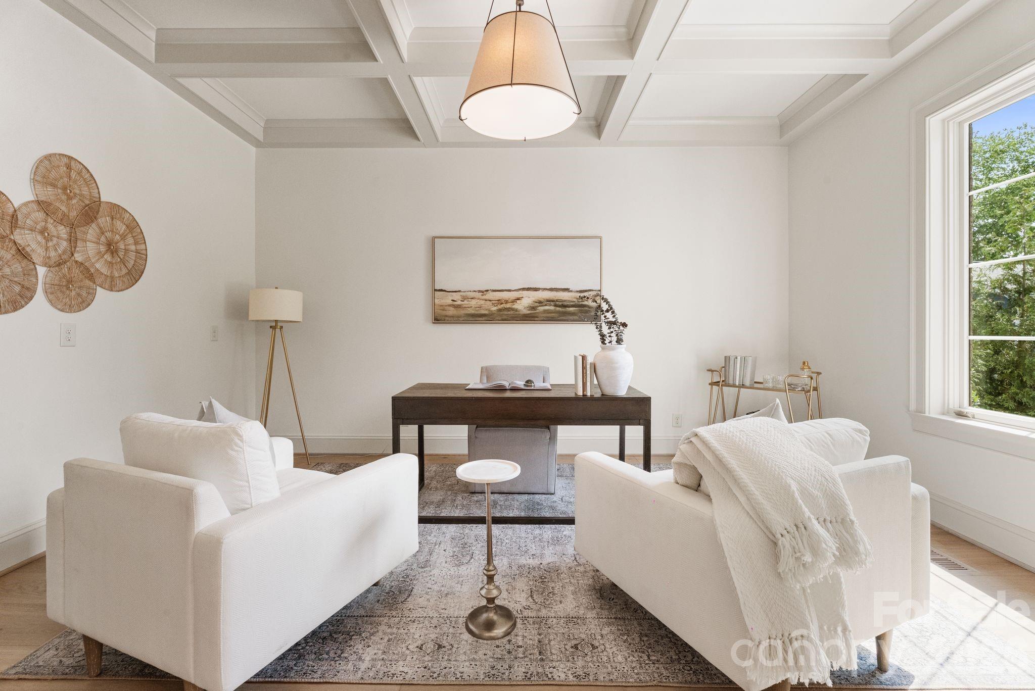 Main level study with French doors and accent ceiling - 2494 Primm Road, Denver