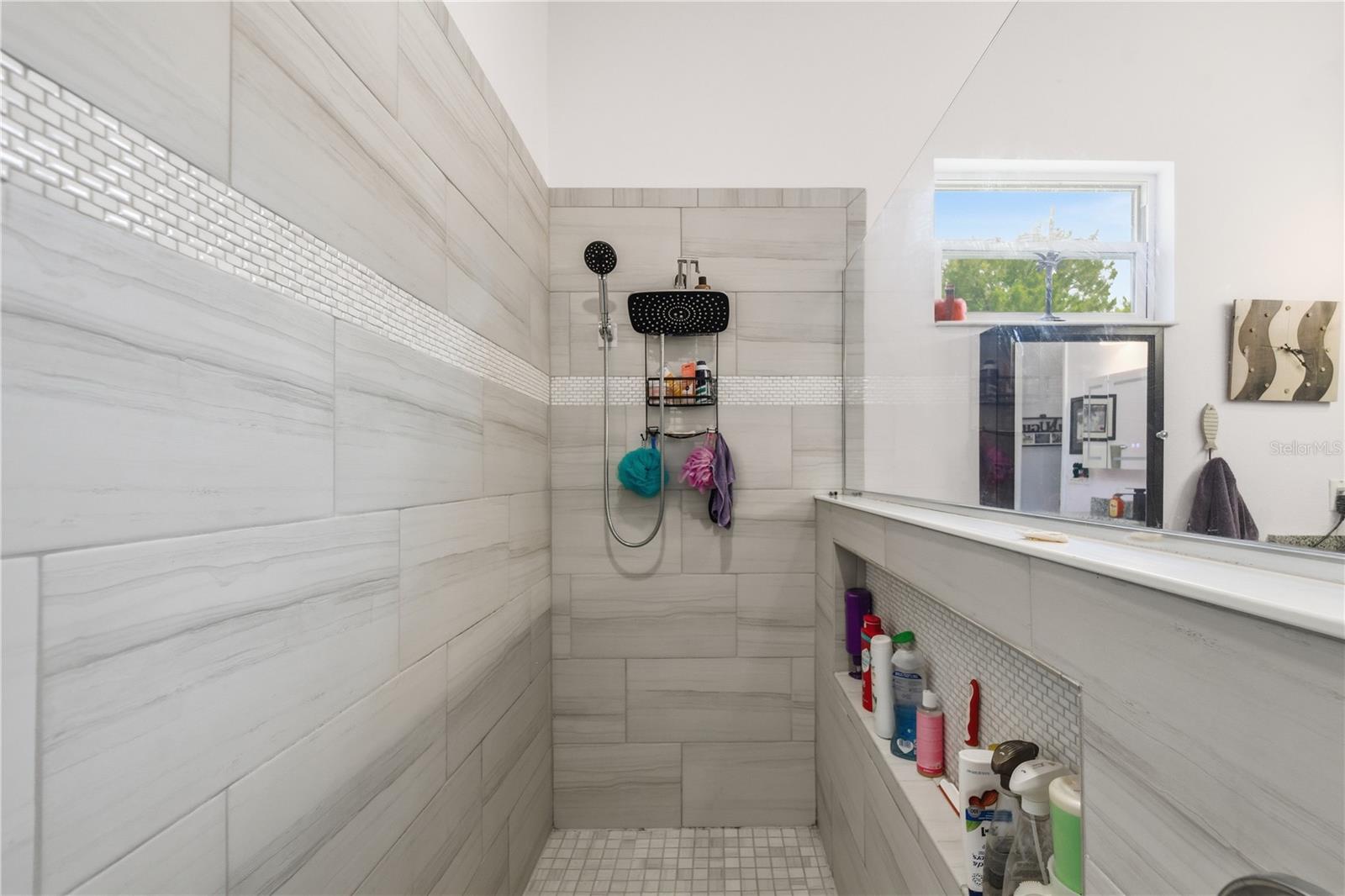 Main bath shower with rain shower head - 225 BIRCHWOOD DR, PALM COAST