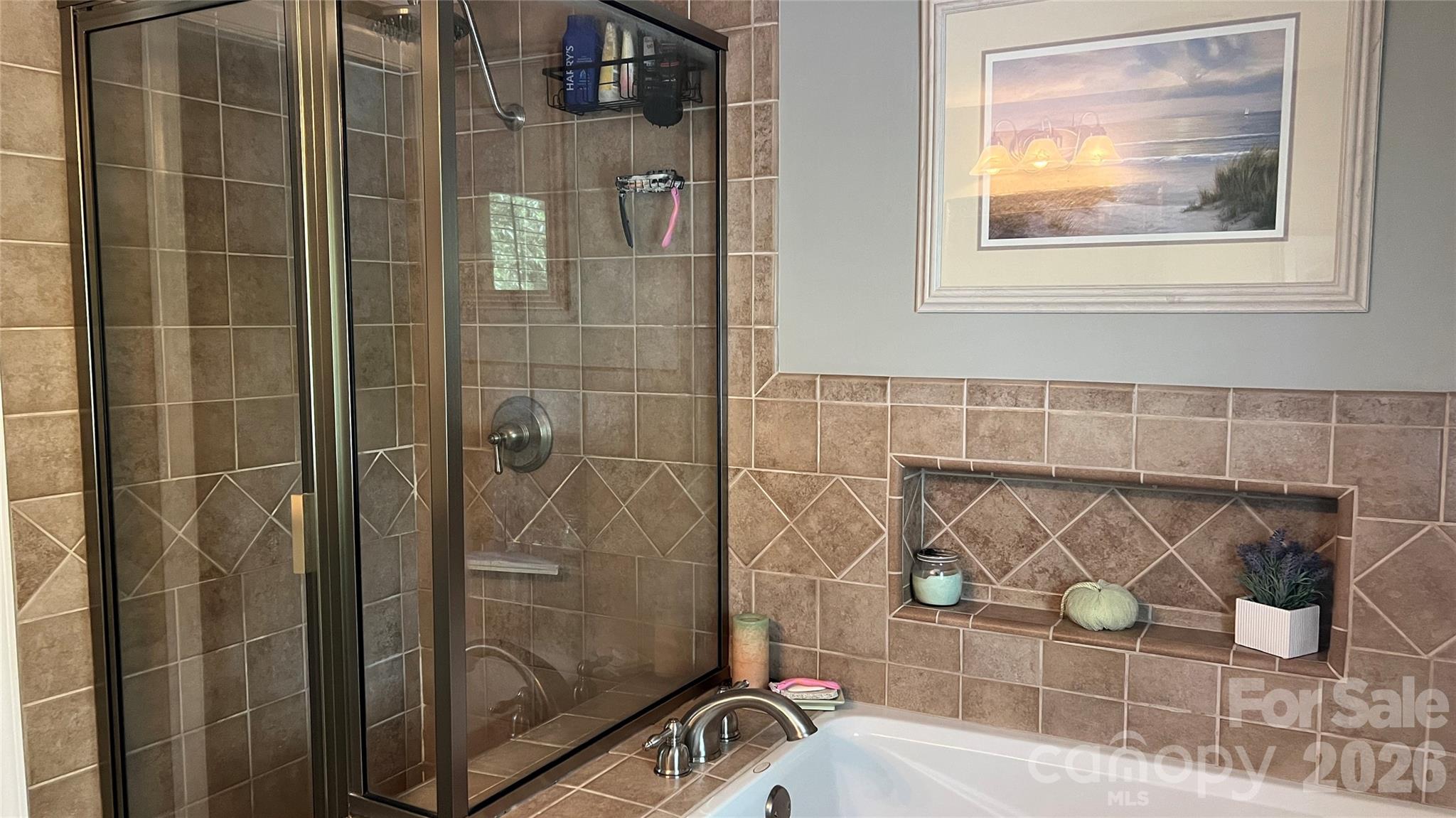 Primary shower and garden tub - 119 Country Meadow Lane, Kings Mountain