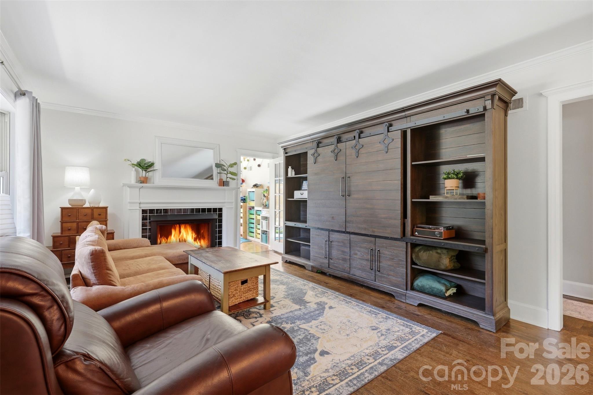 Living Room with Fireplace - 2201 Armstrong Park Drive, Gastonia