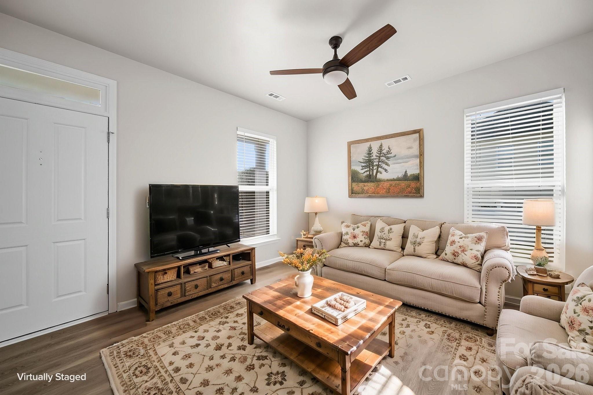 Great Room Virtually Staged - 4104 Vance Road N, Huntersville