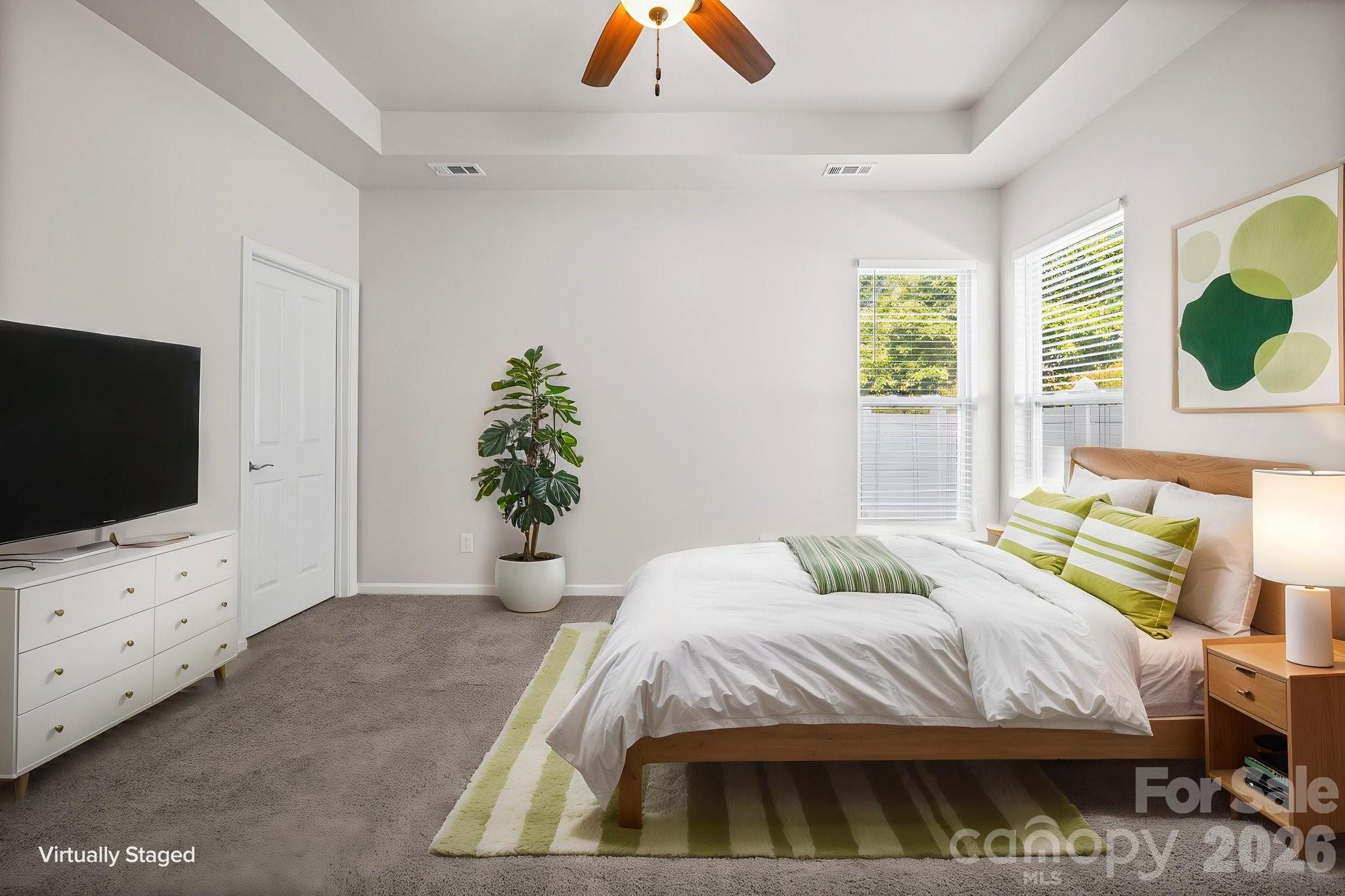 Primary Bedroom Virtually Staged - 4104 Vance Road N, Huntersville