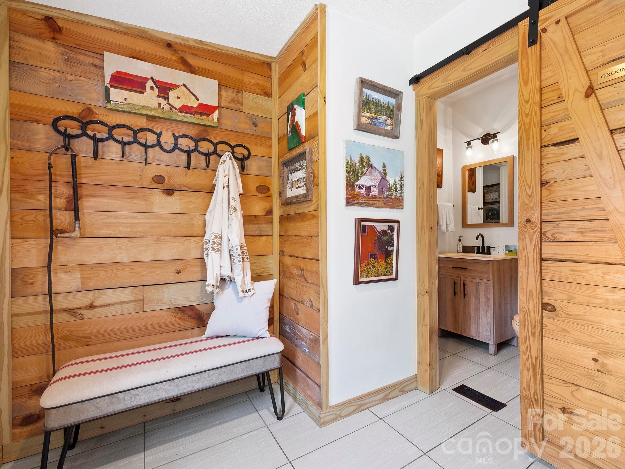 Back door entrance into a large foyer/mud room with access to one of three full bathrooms - 1541 Sandy Springs Road, Rutherfordton