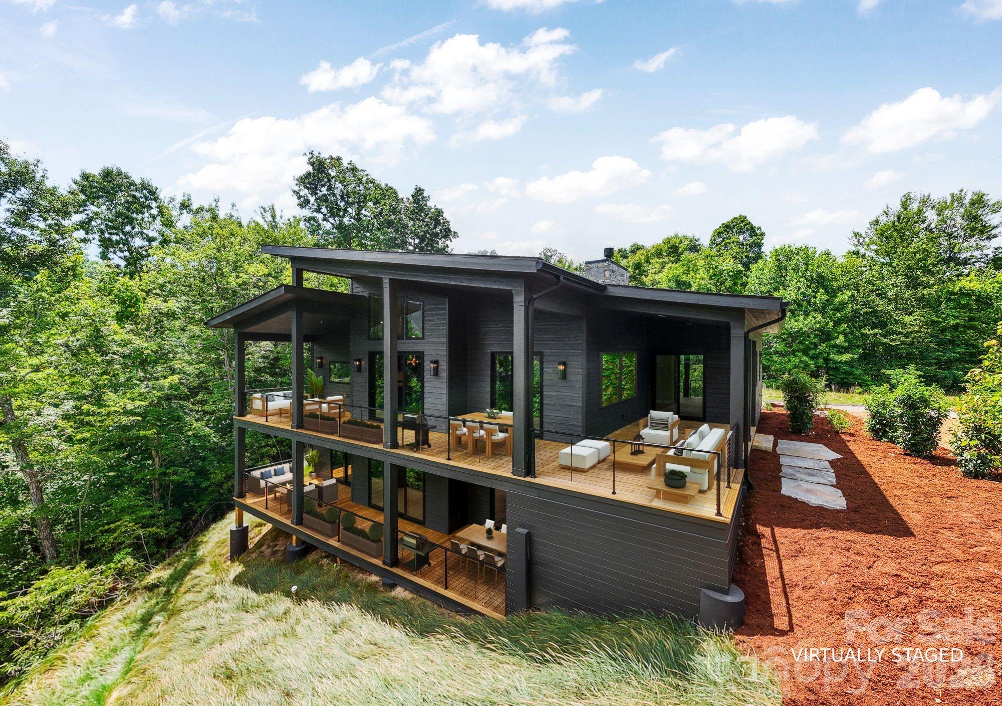 Rear of home virtually staged. - 60 King Horn Ridge, Waynesville