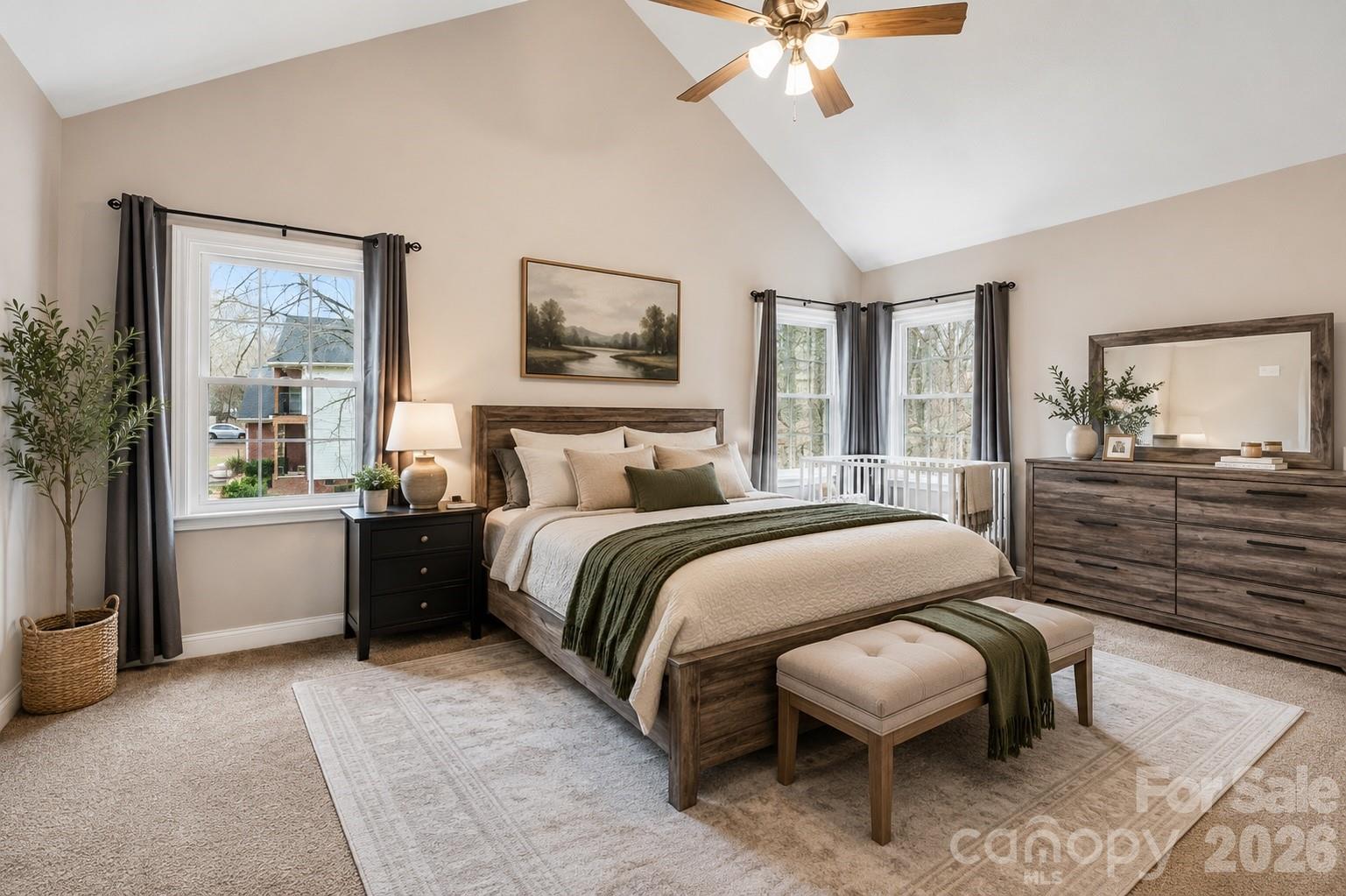 Primary bedroom - Virtially stages - 551 Dovefield Drive, Indian Trail