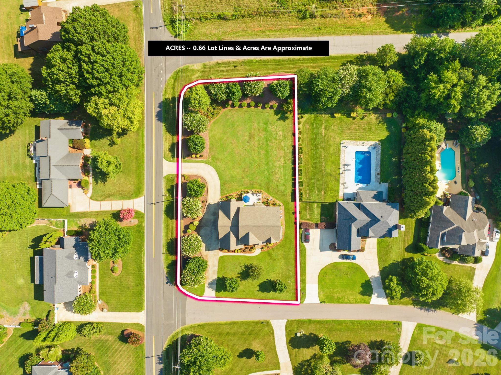 Aerial View of Approximate Lot Lines - 105 Mandarin Drive, Mooresville