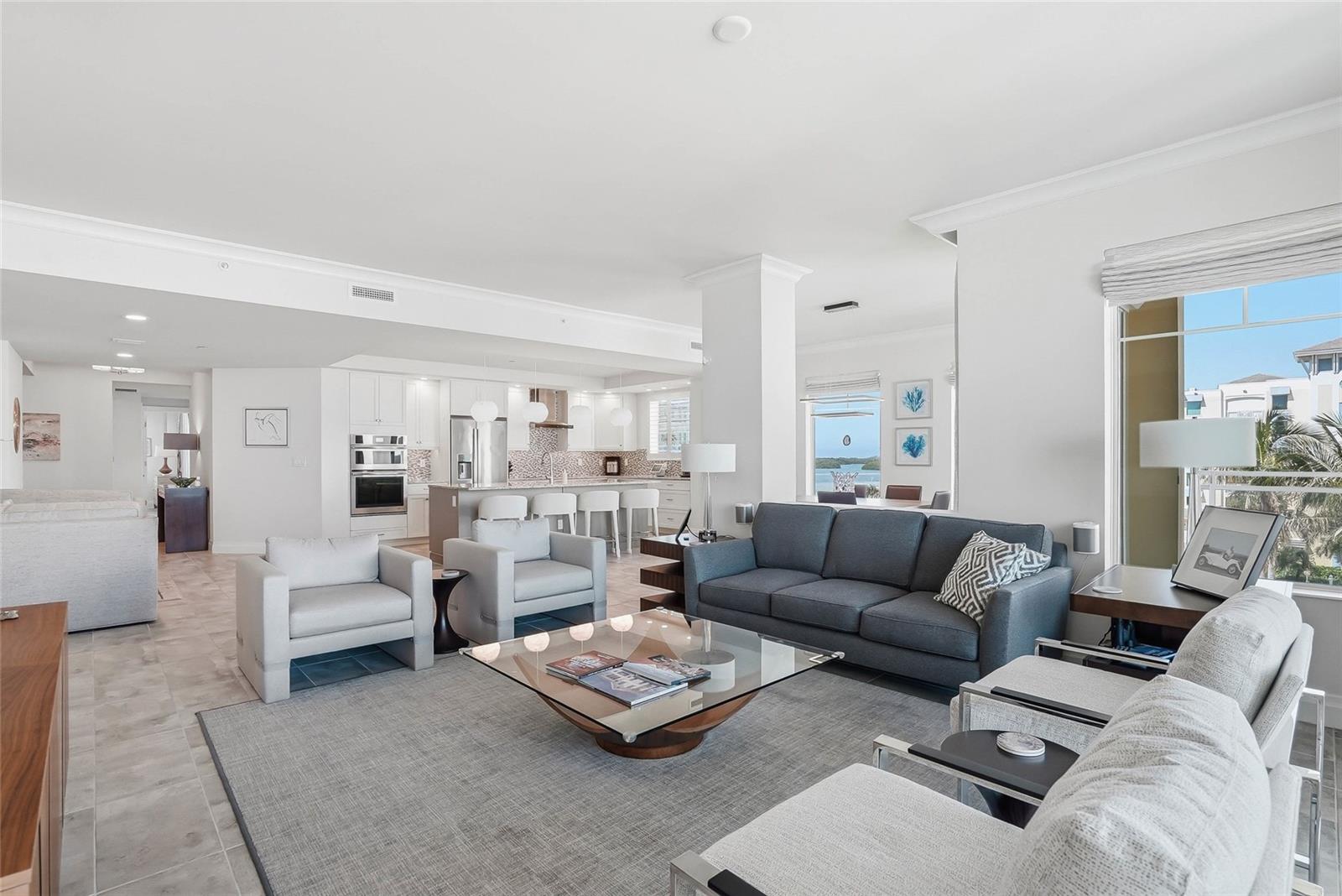 This shows the expansive space for entertaining your friends. Plenty of guest parking out front too!! - 650 COLLANY RD #401, TIERRA VERDE