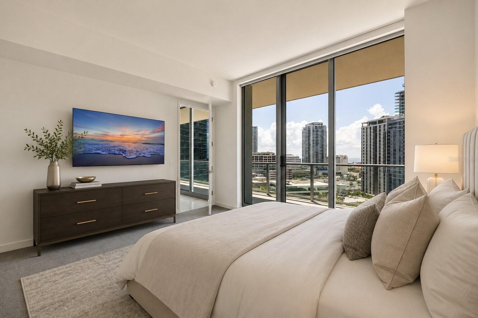 Virtual Staged Primary Suite, TV Included - 400 CENTRAL AVE #1105, ST PETERSBURG