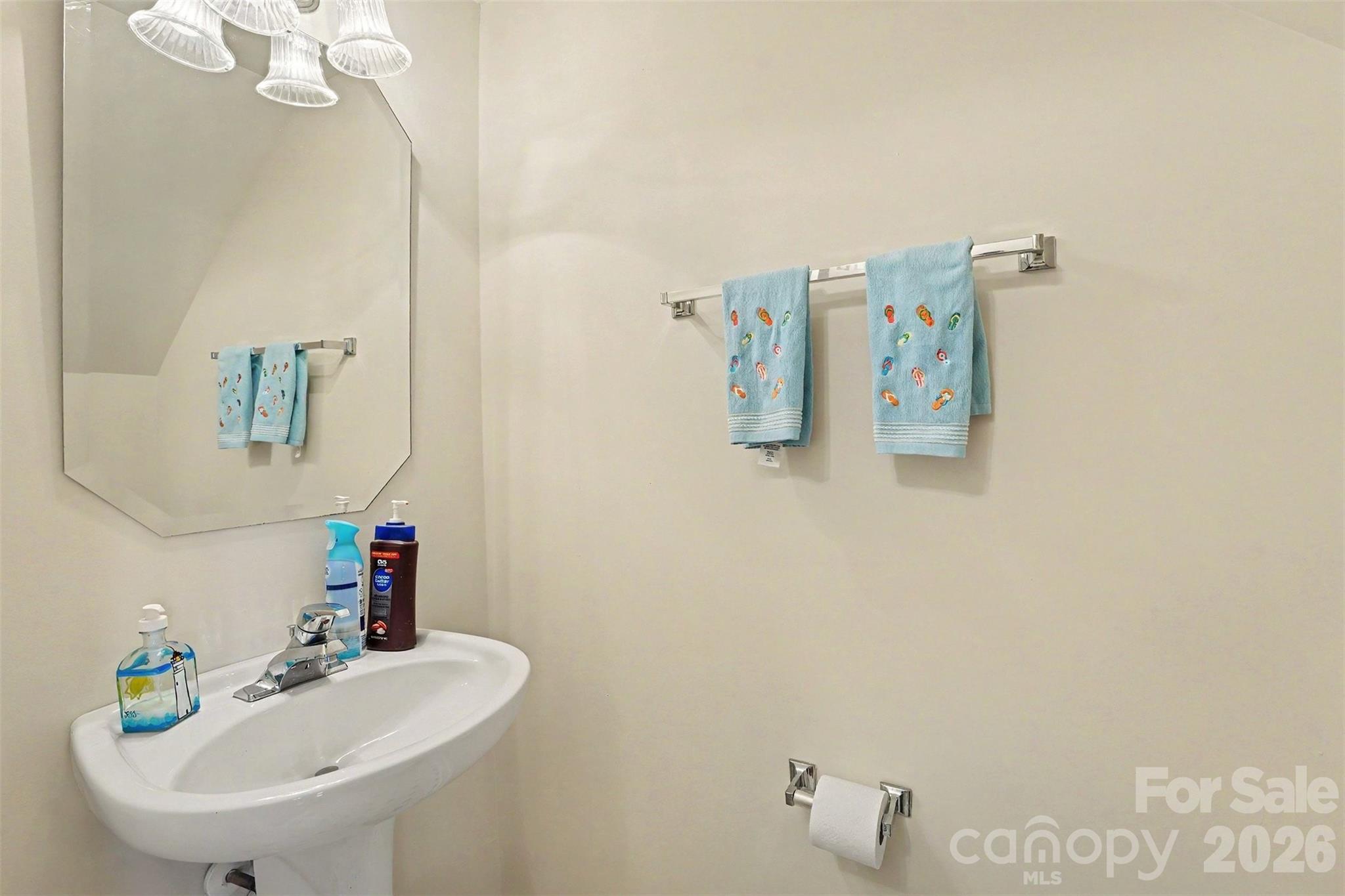 Powder room on first floor - 9866 Treeside Lane, Matthews
