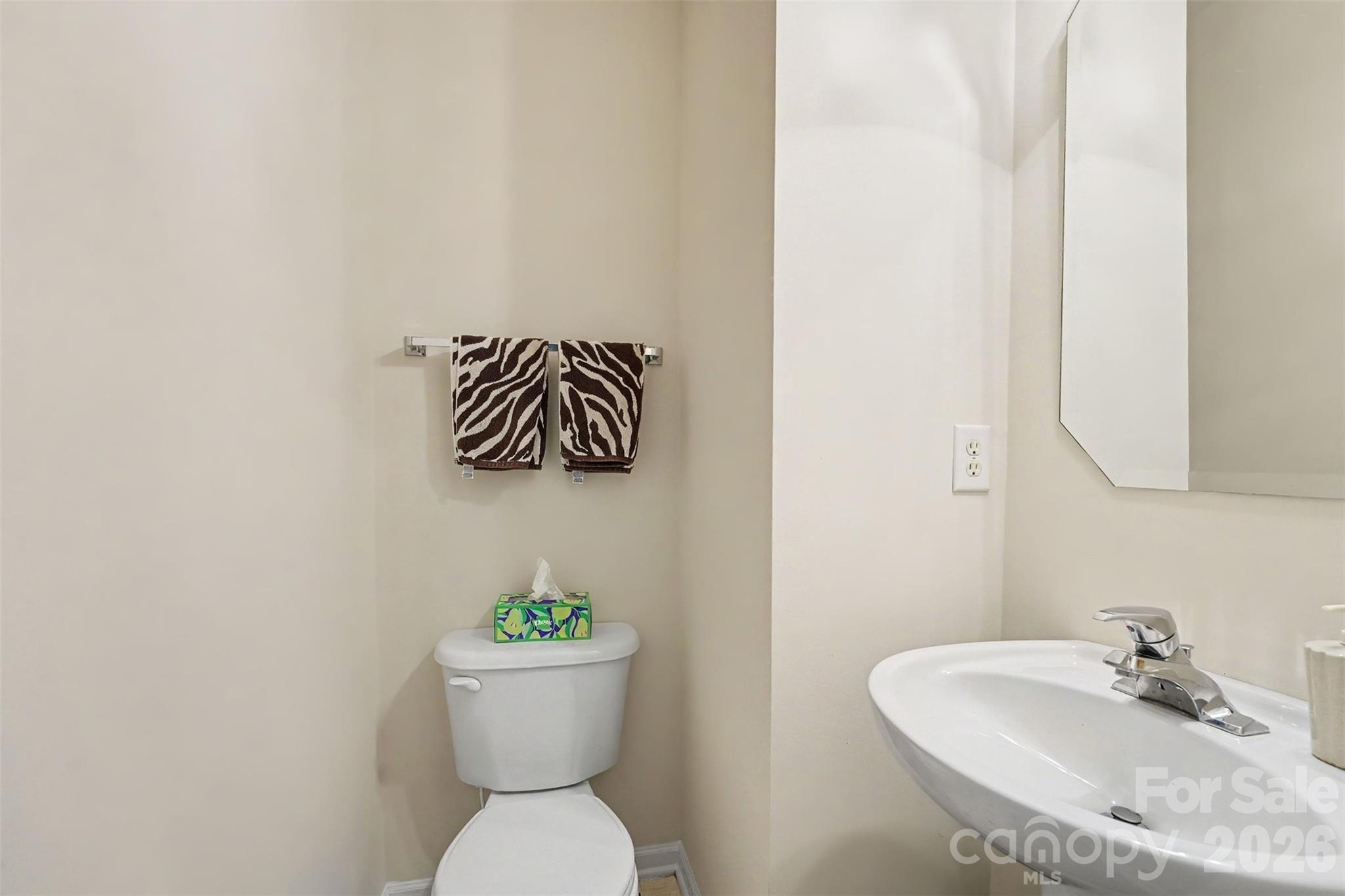 Powder room on second floor - 9866 Treeside Lane, Matthews